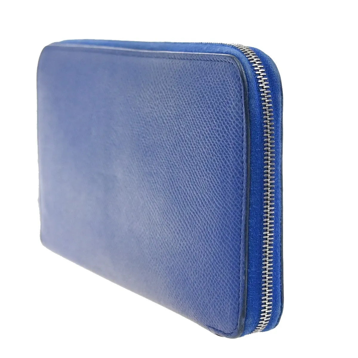 Hermes Azap Zip Around Silk'in Epsom Blue Leather Wallets Accessory (Pre-Owned)