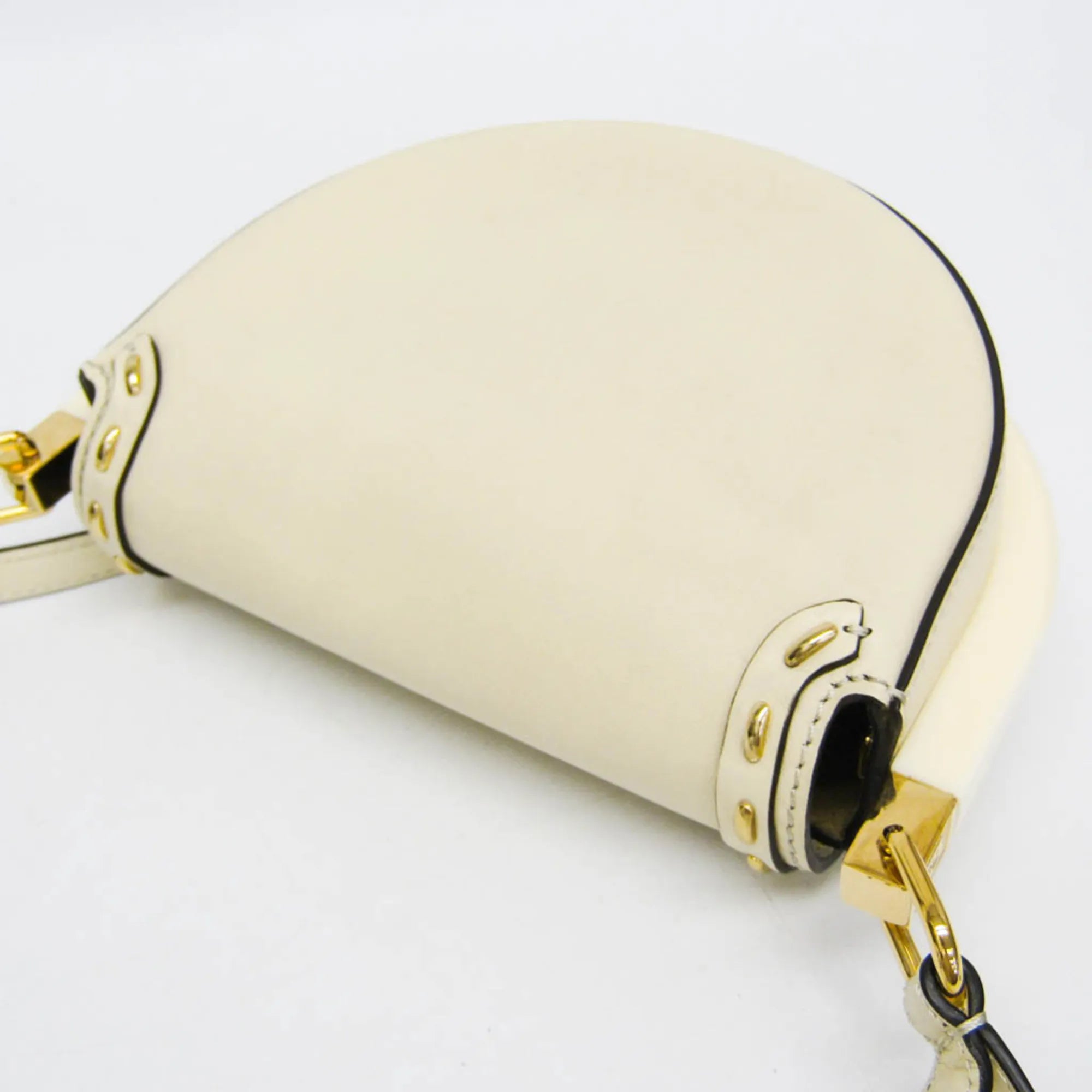 Fendi Moonlight Flap Leather With Plexiglass Detail White Leather Shoulder Bag Bag (Pre-Owned)