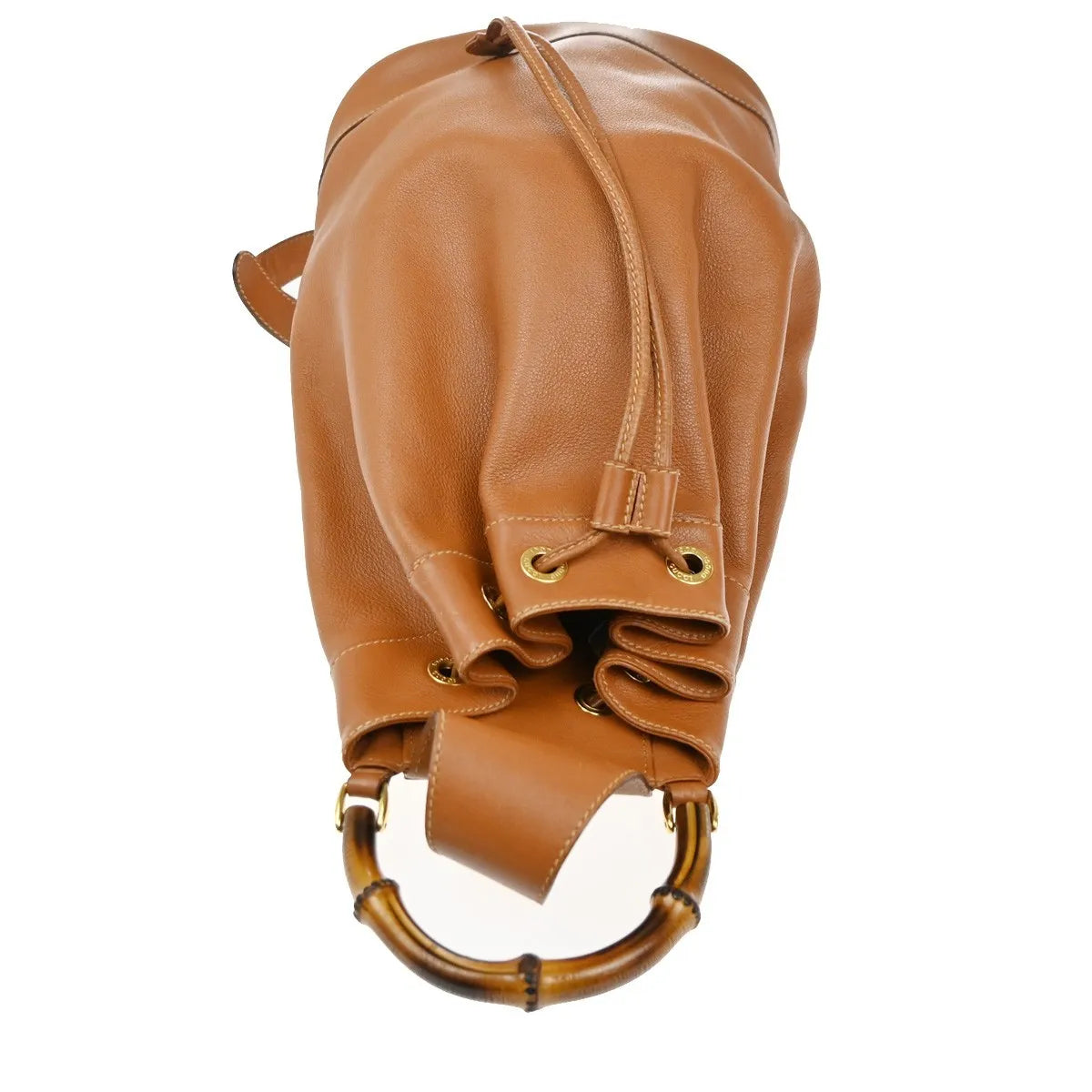 Gucci Vintage Bamboo Sling Leather Brown Leather Backpack Bag (Pre-Owned)