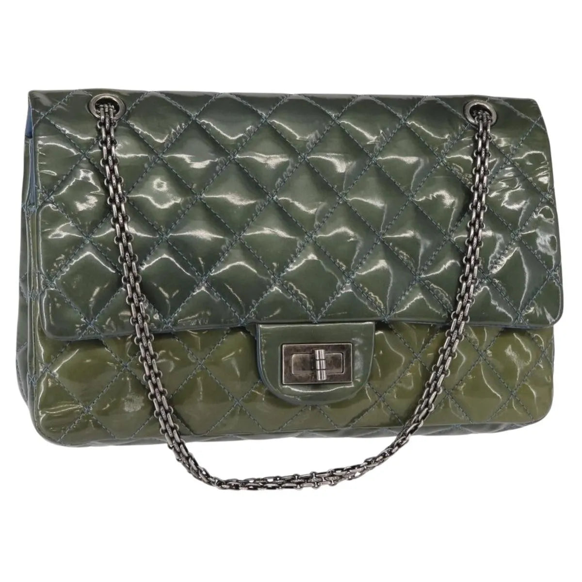 Chanel Reissue 2.55 Flap Quilted Patent Green Patent_Leather Shoulder Bag Bag (Pre-Owned)