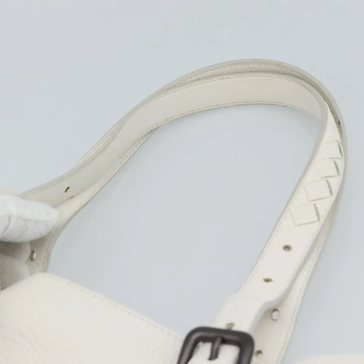Bottega Veneta Belted Tote Intrecciato Nappa White Leather Tote Bag Bag (Pre-Owned)