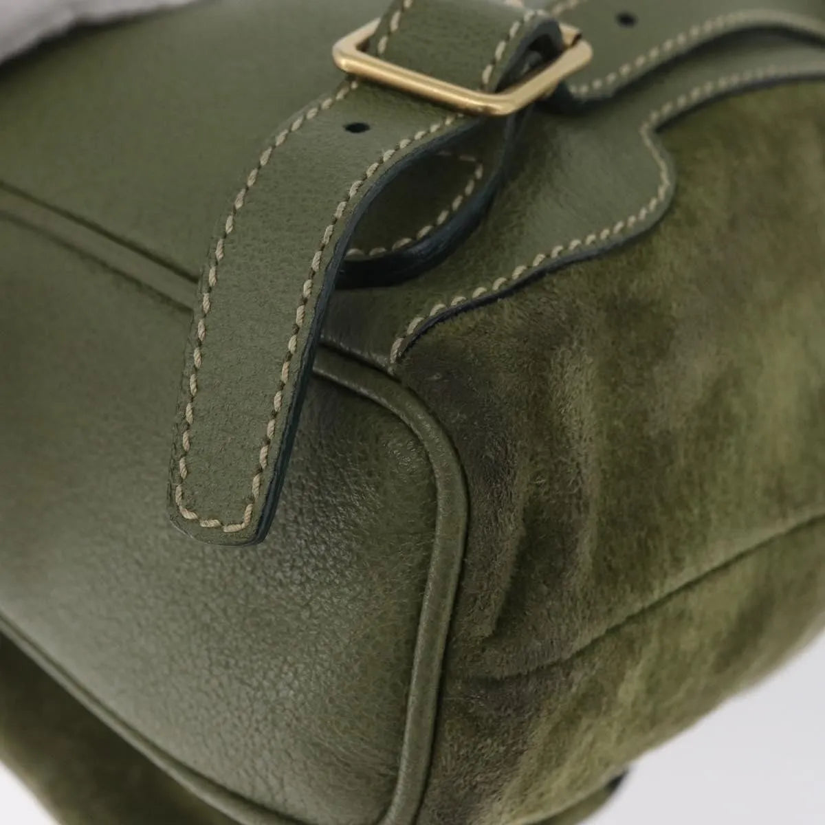 Gucci Gucci Bamboo Daim Khaki Leather Backpack Bag (Pre-Owned)