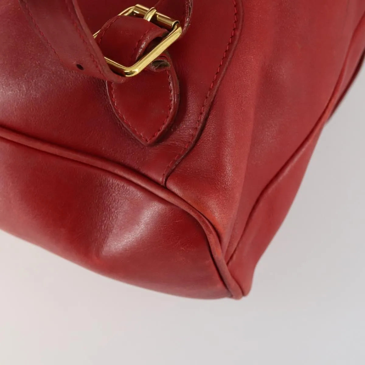 Gucci Vintage Bamboo Leather Red Leather Backpack Bag (Pre-Owned)