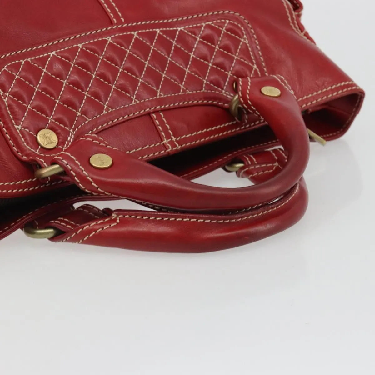 Celine Boogie Satchel Leather Red Leather Handbag (Pre-Owned)