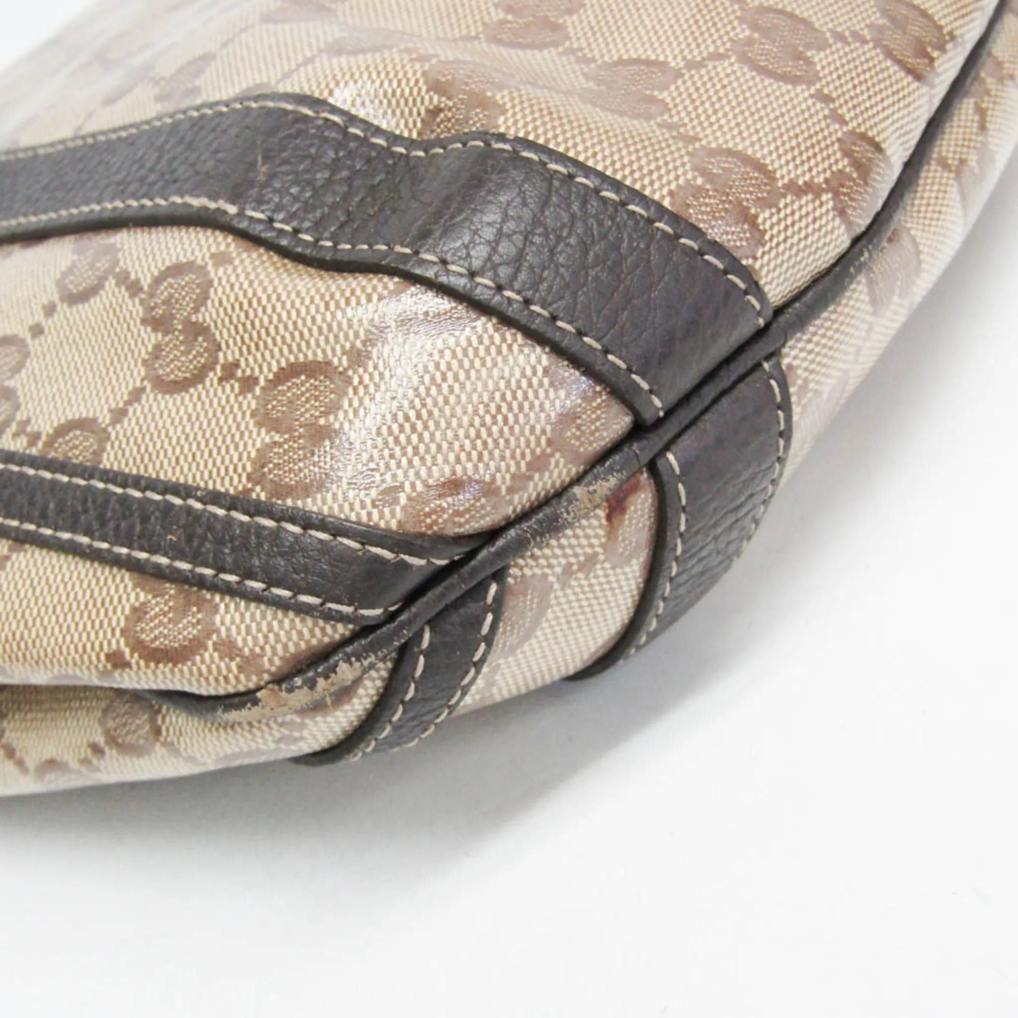 Gucci Abbey D-Ring Convertible Monogram Gg Crystal Beige Leather Handbag (Pre-Owned)