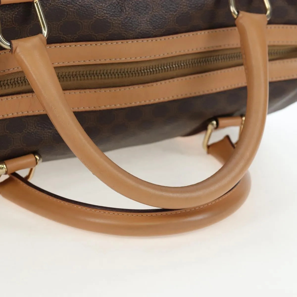 Celine Vintage Macadam Boston Canvas And Leather Brown Pvc Handbag (Pre-Owned)