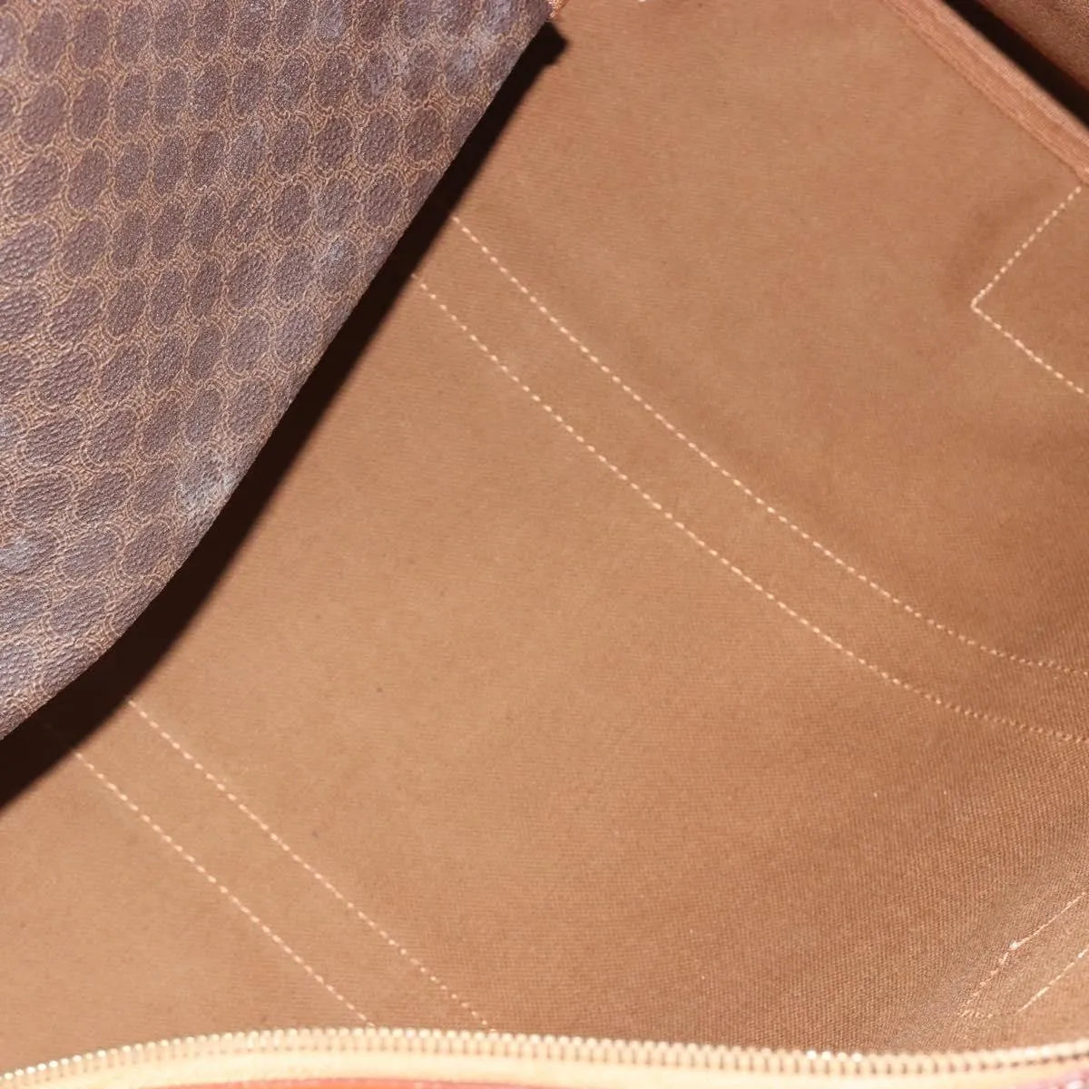Celine Vintage Duffle Canvas And Leather Brown Canvas Travel Bag Bag (Pre-Owned)