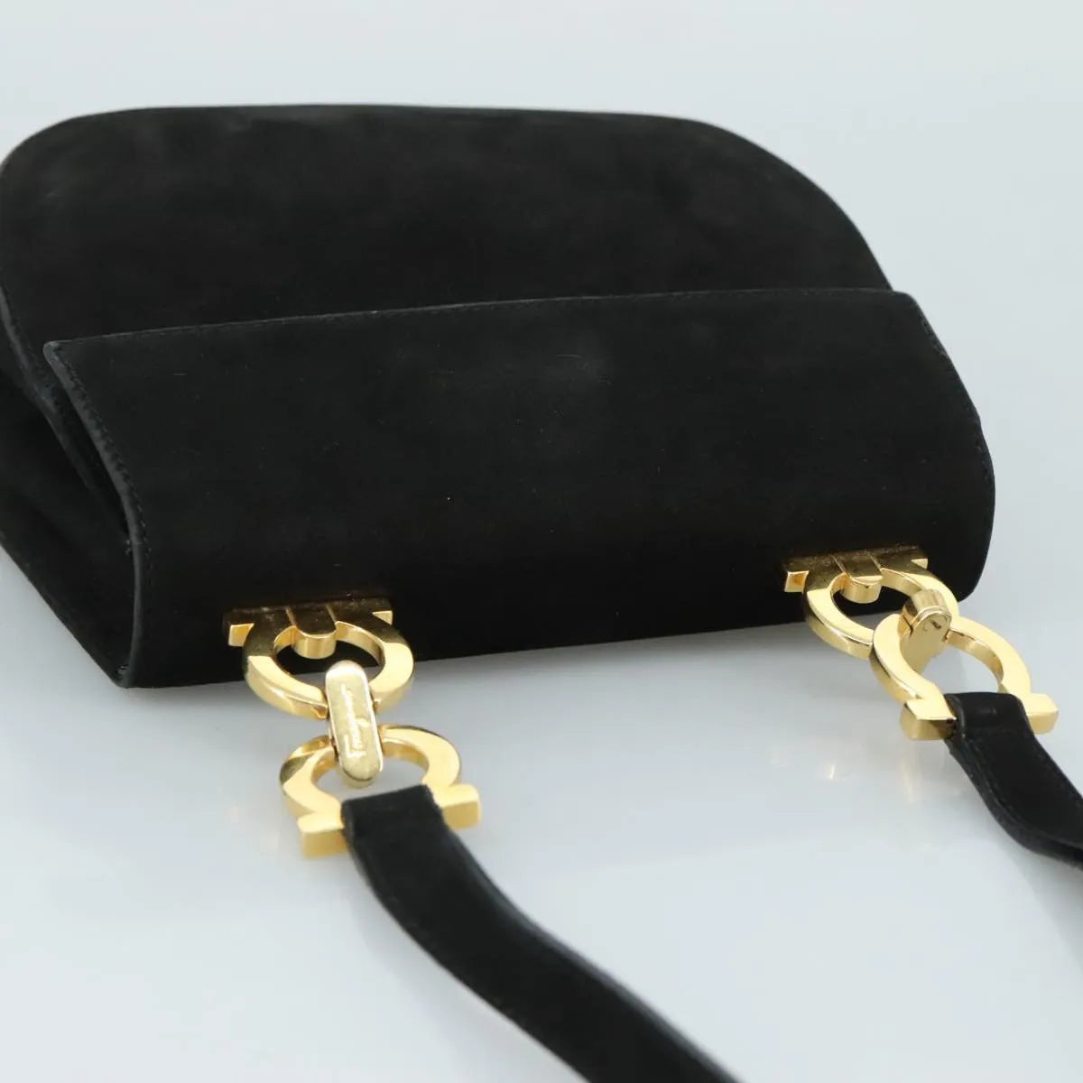 Salvatore Ferragamo Gancini Suede Black Suede Shoulder Bag Bag (Pre-Owned)