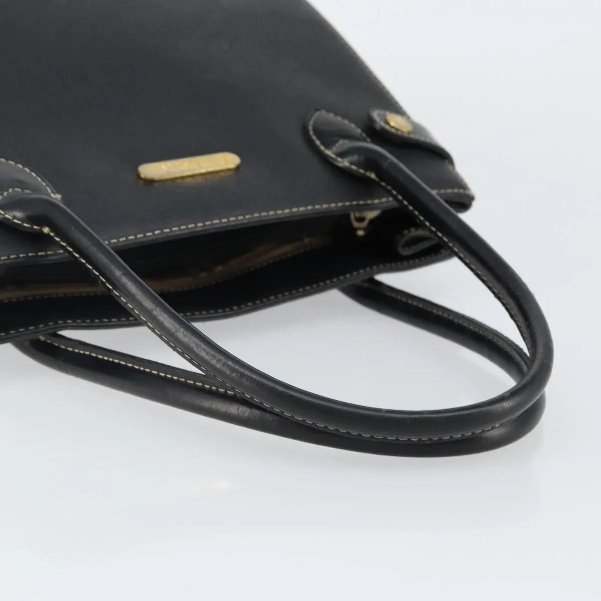 Burberry Vintage Leather Black Leather Handbag (Pre-Owned)