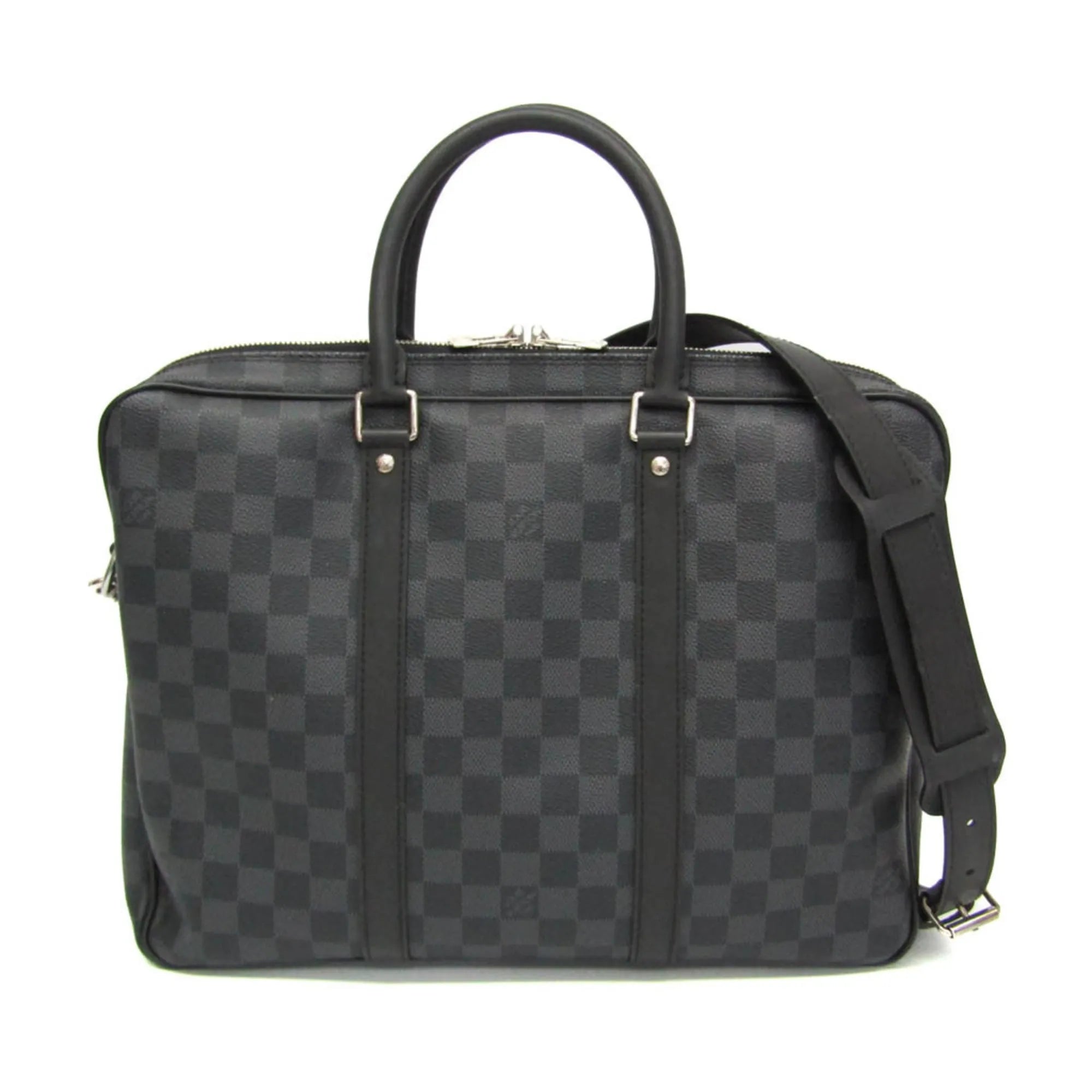 Louis Vuitton Porte-Documents Voyage Damier Black Canvas Briefcase Bag (Pre-Owned)