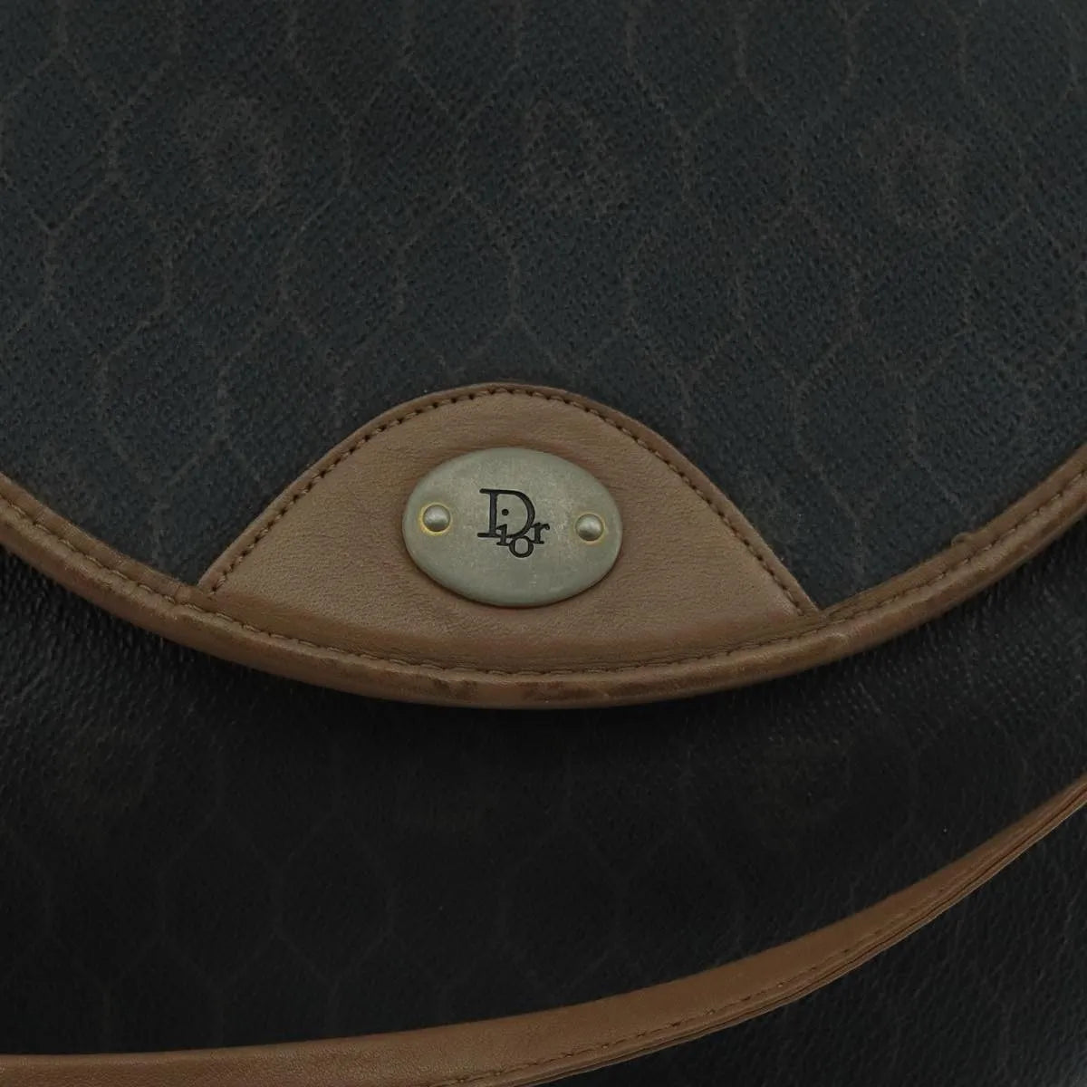 Christian Dior Vintage Honeycomb Flap Canvas And Leather Black Pvc Shoulder Bag Bag (Pre-Owned)