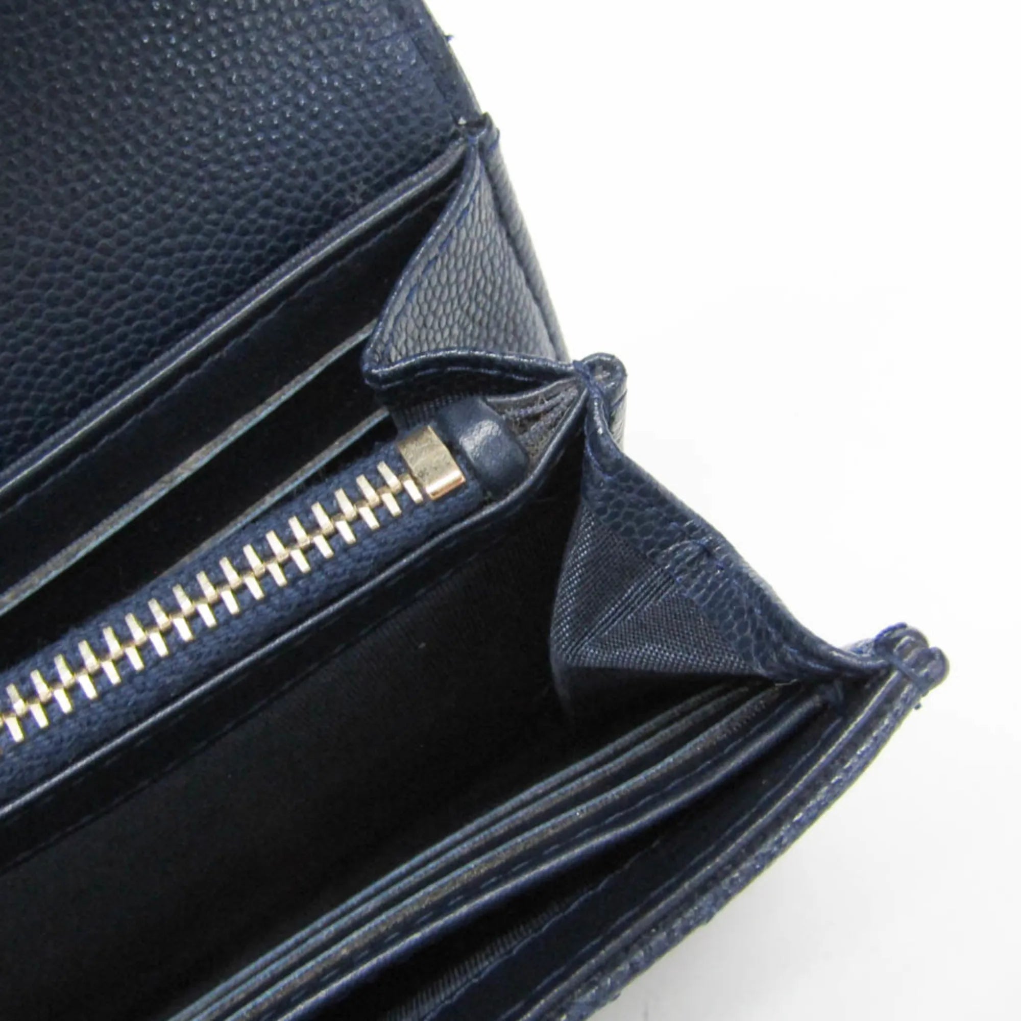 Chanel Matelasse Zippy Cc Navy Calfskin Wallets Accessory (Pre-Owned)