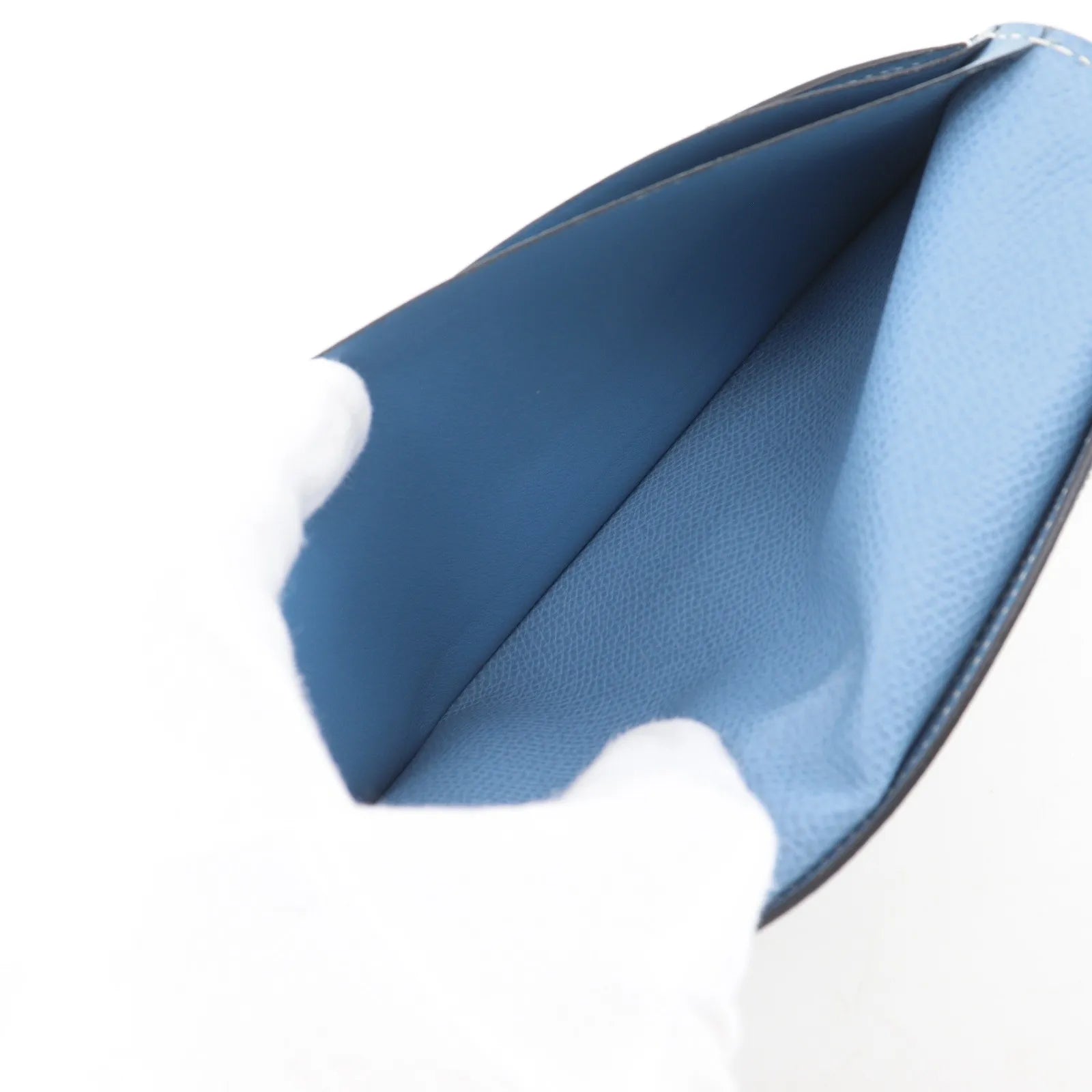 Hermes Bearn Epsom Blue Leather Wallets Accessory (Pre-Owned)