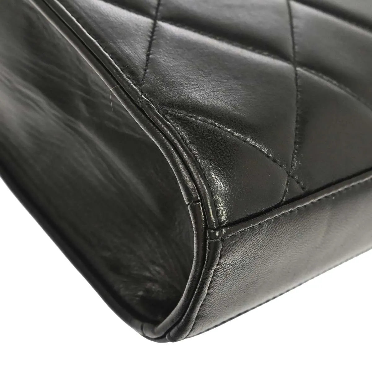 Chanel Vintage Cc Briefcase Quilted Lambskin Black Leather Briefcase Bag (Pre-Owned)
