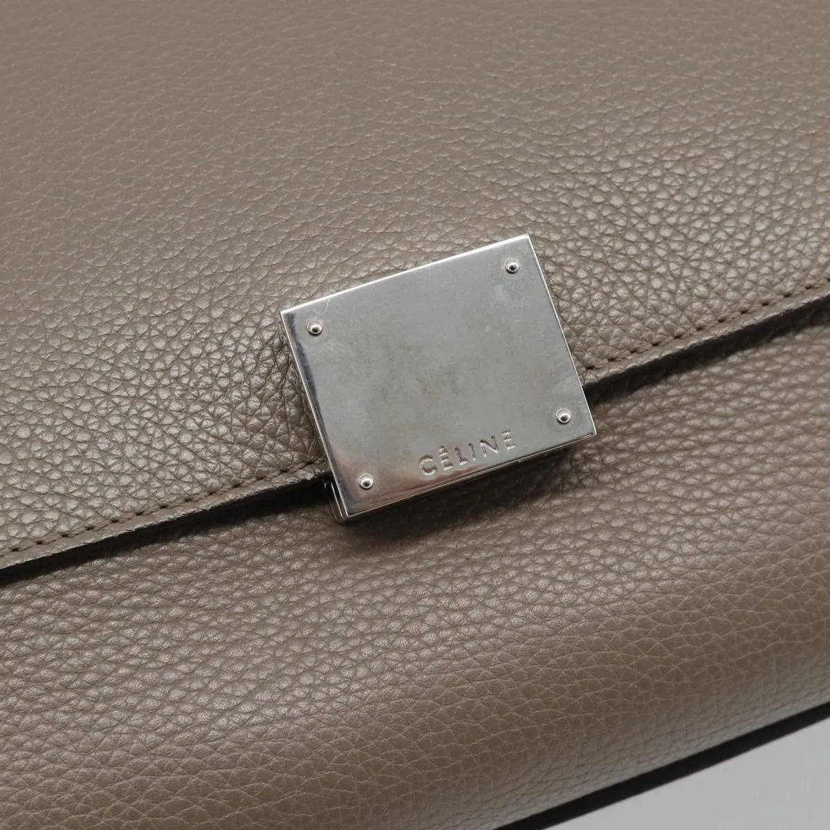 Celine Trapeze Leather With Suede Gray Leather Handbag (Pre-Owned)