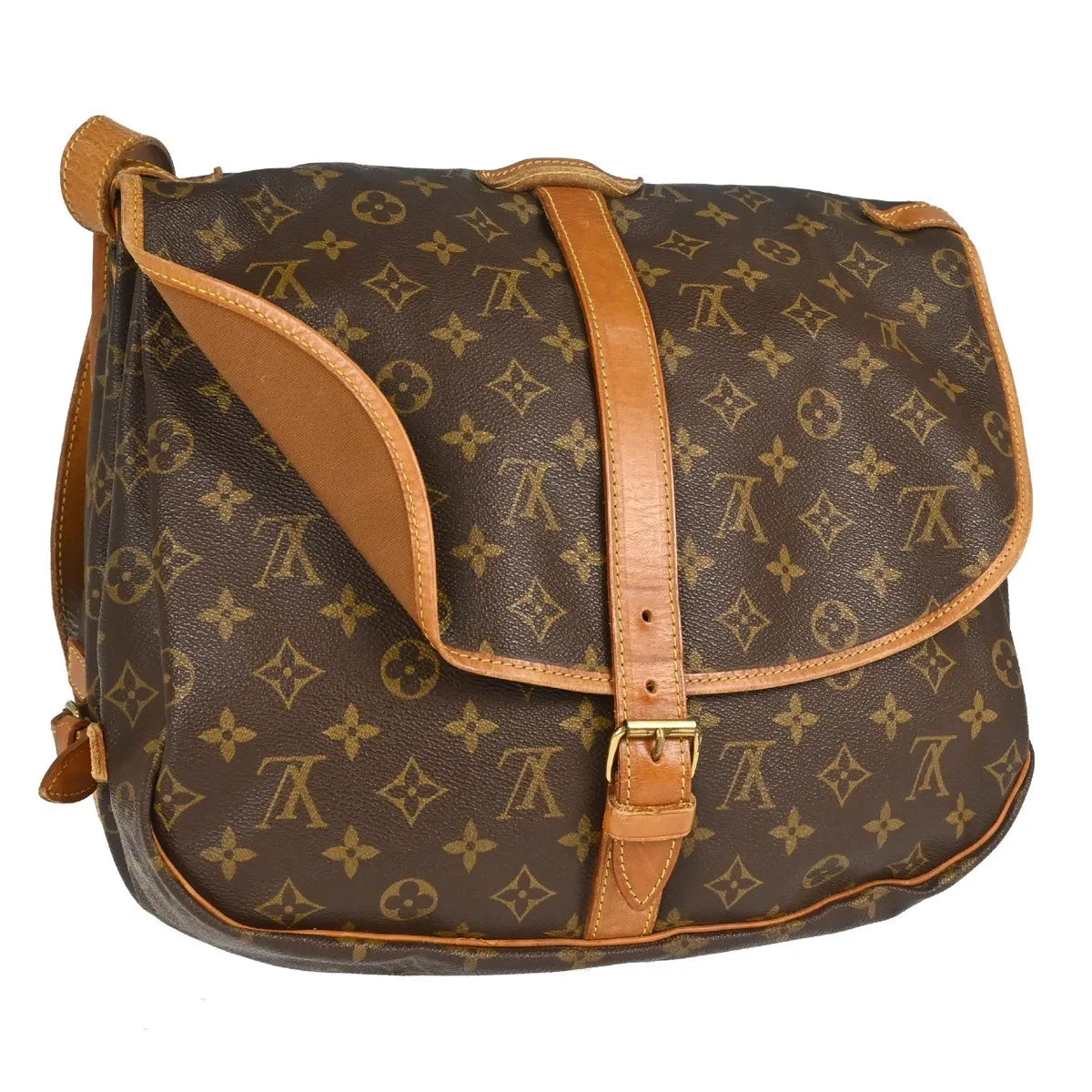 Louis Vuitton Saumur Monogram Canvas Brown Canvas Shoulder Bag Bag (Pre-Owned)