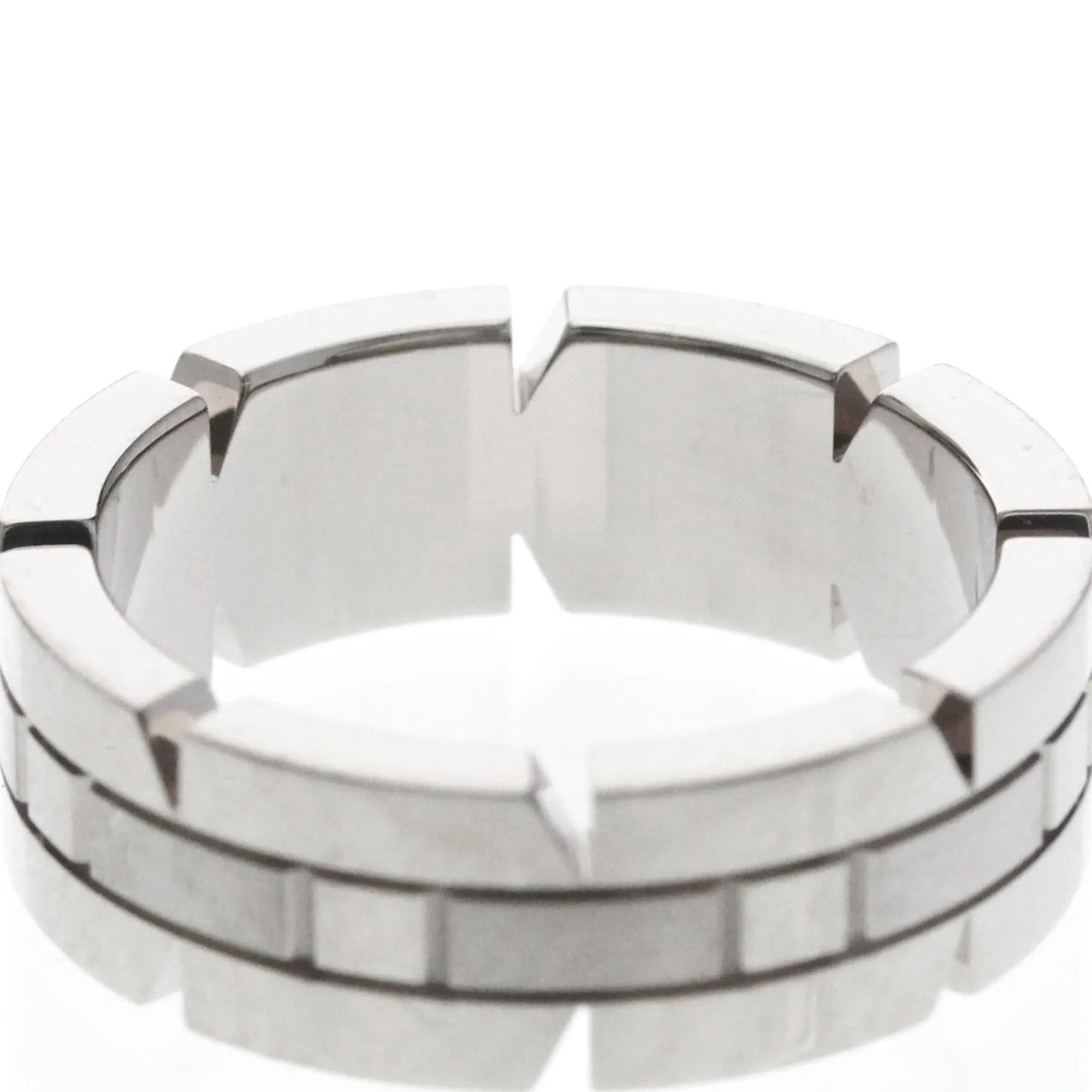 Cartier Tank Francaise 18K White Gold Silver White_Gold Ring Jewelry (Pre-Owned)