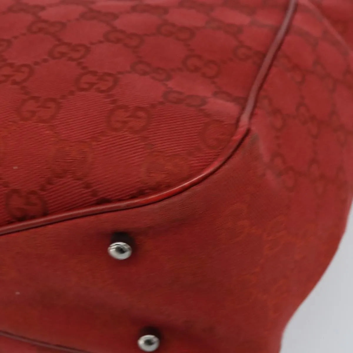 Gucci Vintage Open Tote Gg Canvas And Leather Red Canvas Tote Bag Bag (Pre-Owned)