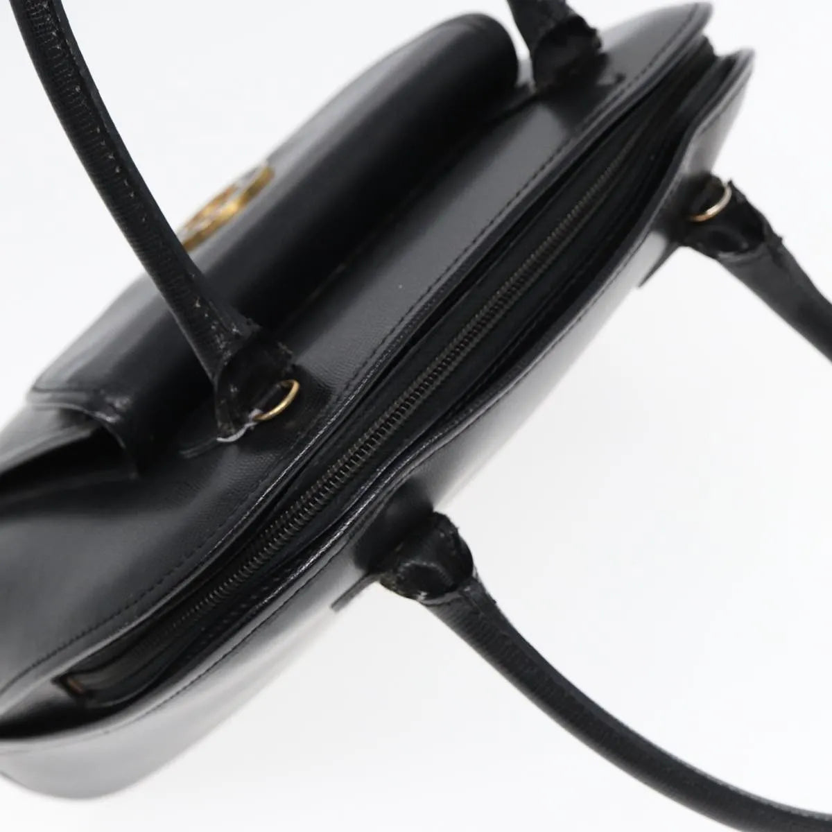 Celine Circle Logo Leather Black Leather Handbag (Pre-Owned)
