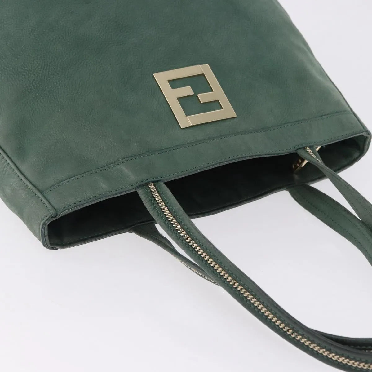 Fendi Vintage Tote Leather Green Leather Shoulder Bag Bag (Pre-Owned)