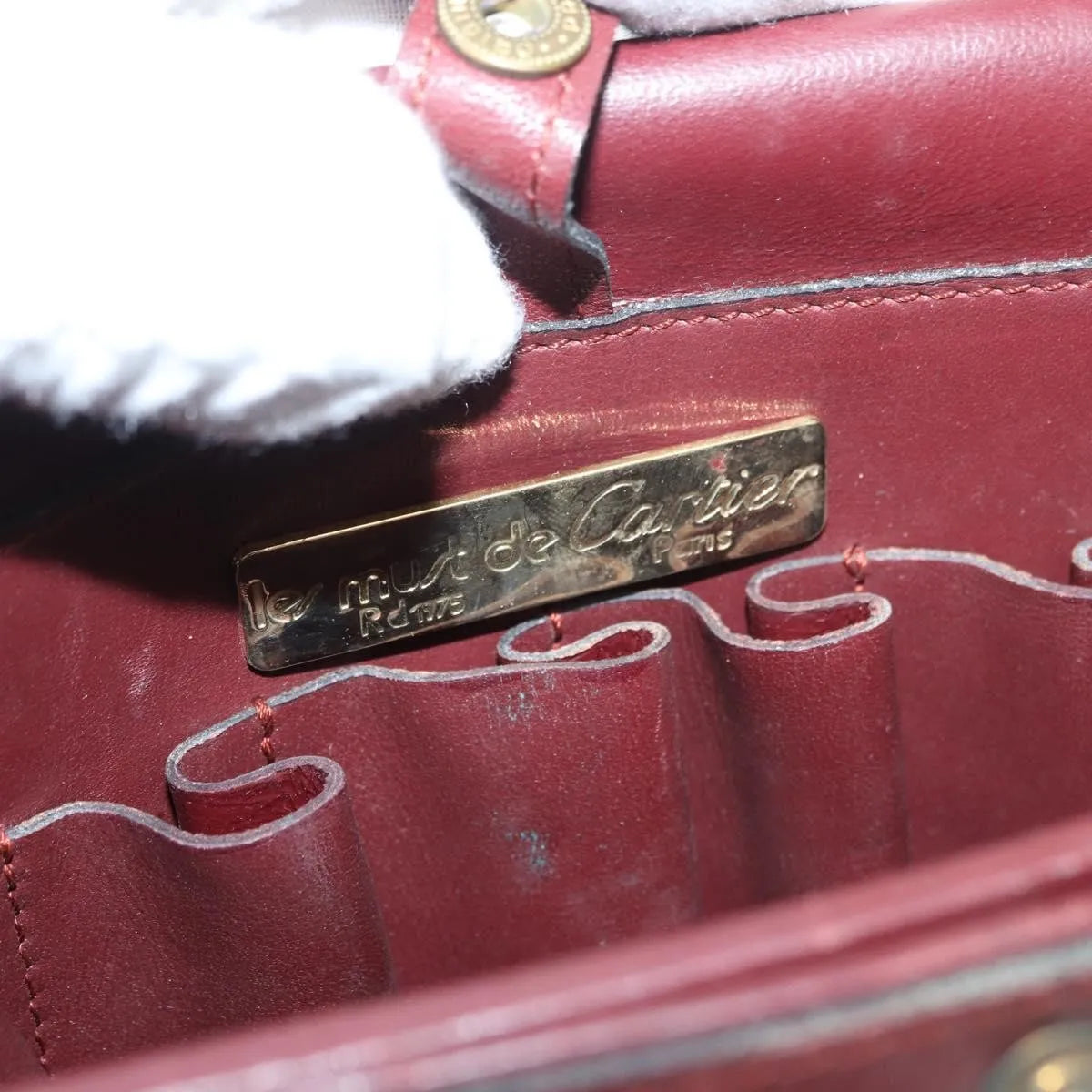 Cartier Must De Cartier Leather Burgundy Leather Shoulder Bag Bag (Pre-Owned)