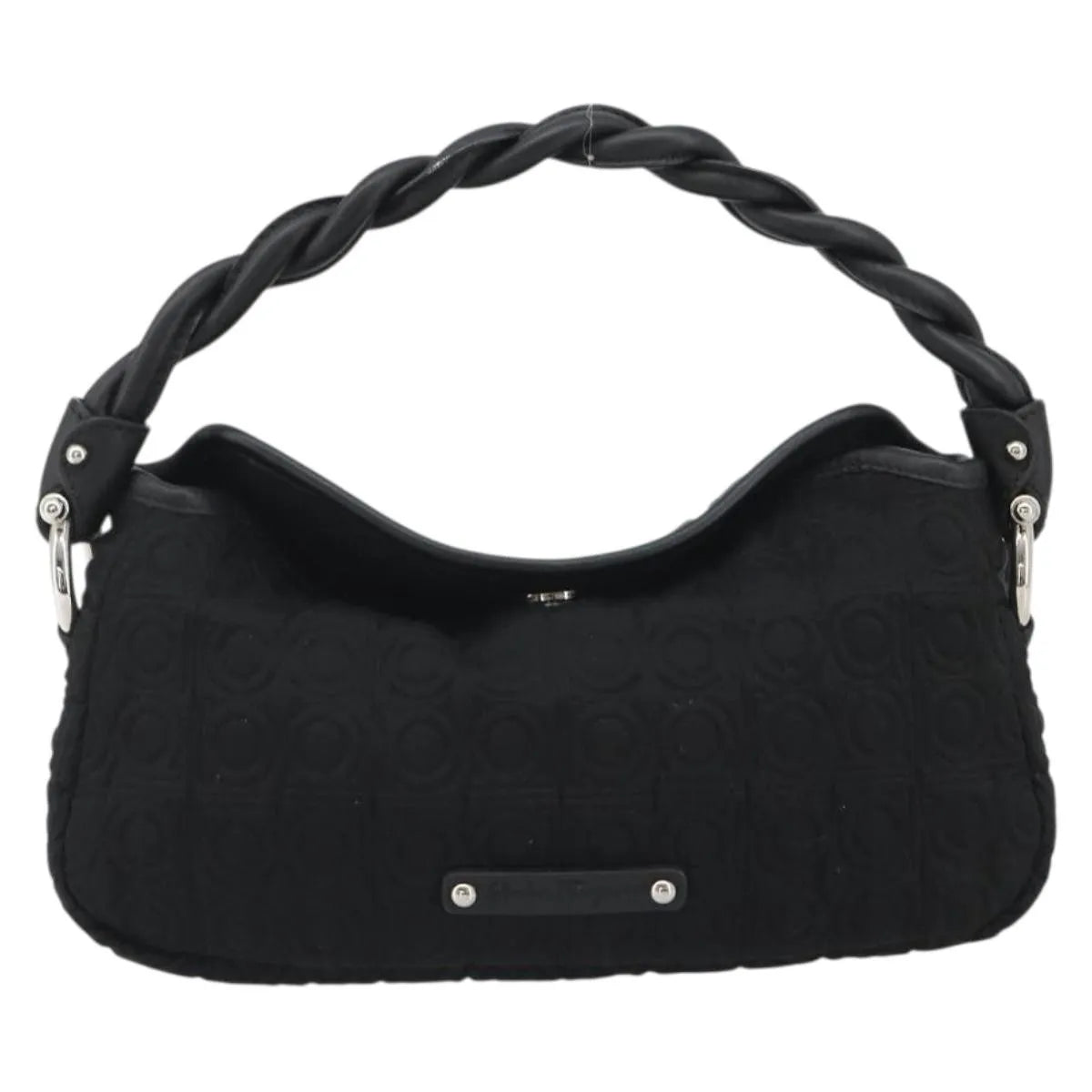Salvatore Ferragamo Gancini Hobo Leather Black Cotton Handbag (Pre-Owned)