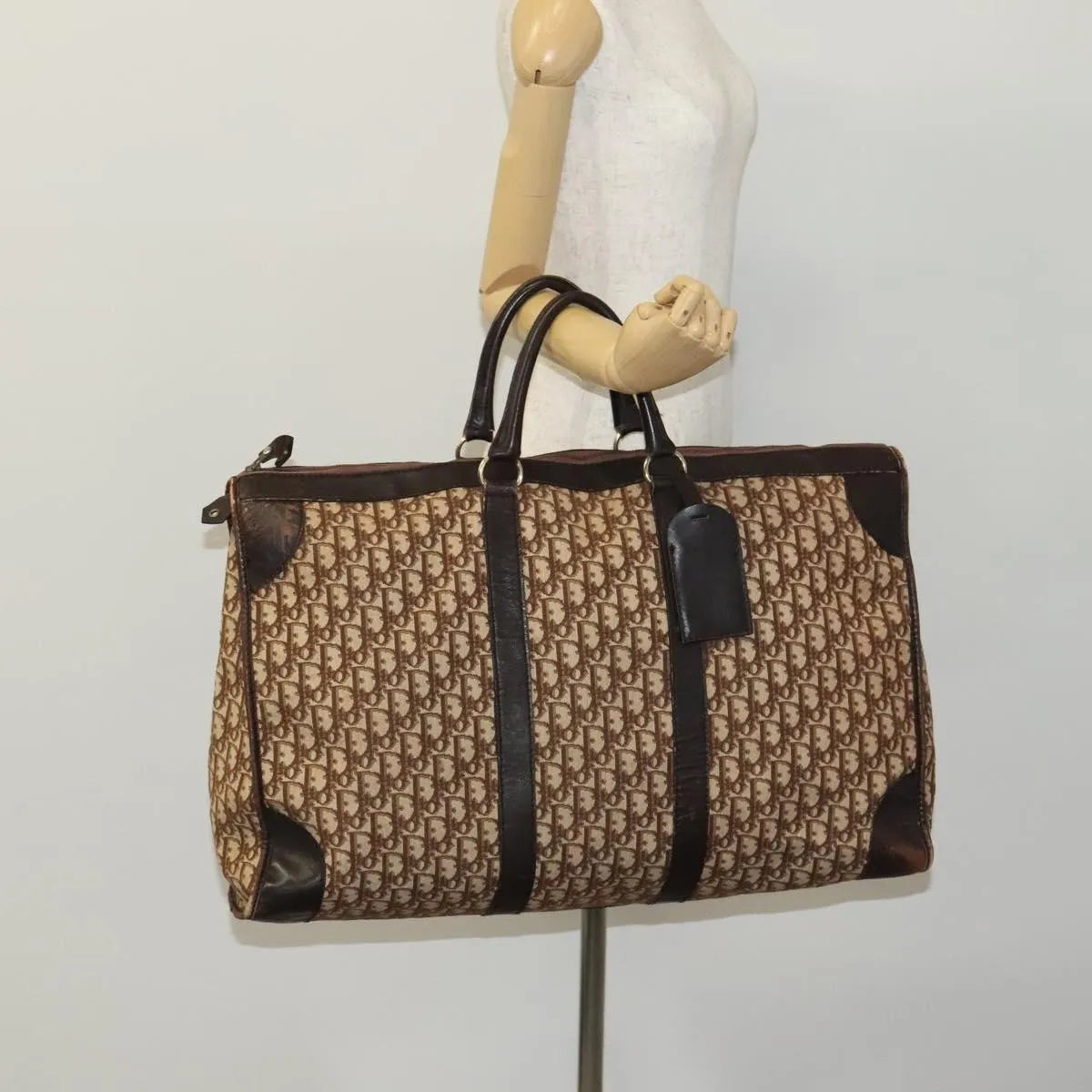 Christian Dior Vintage Trotter Boston Diorissimo Canvas Brown Canvas Handbag (Pre-Owned)