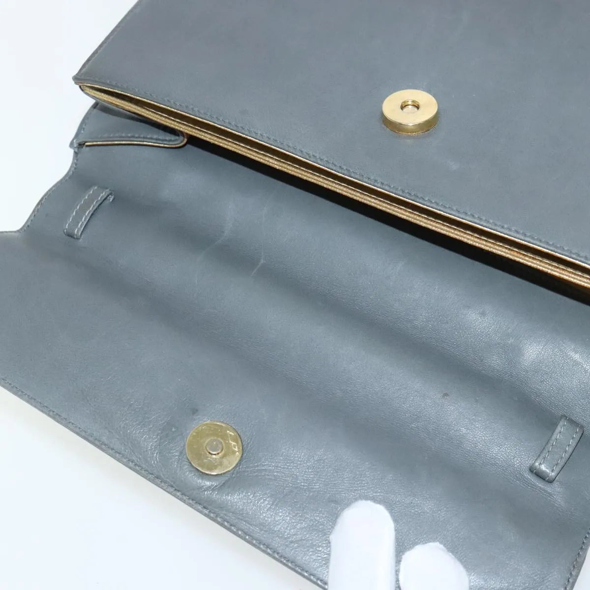 Salvatore Ferragamo Vintage Handbag Leather Gray Leather Handbag (Pre-Owned)