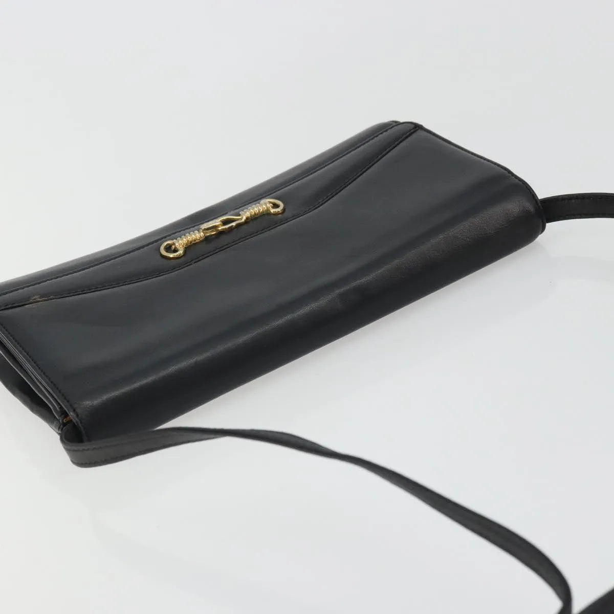 Celine Vintage Horsebit Sling Leather Black Leather Shoulder Bag Bag (Pre-Owned)
