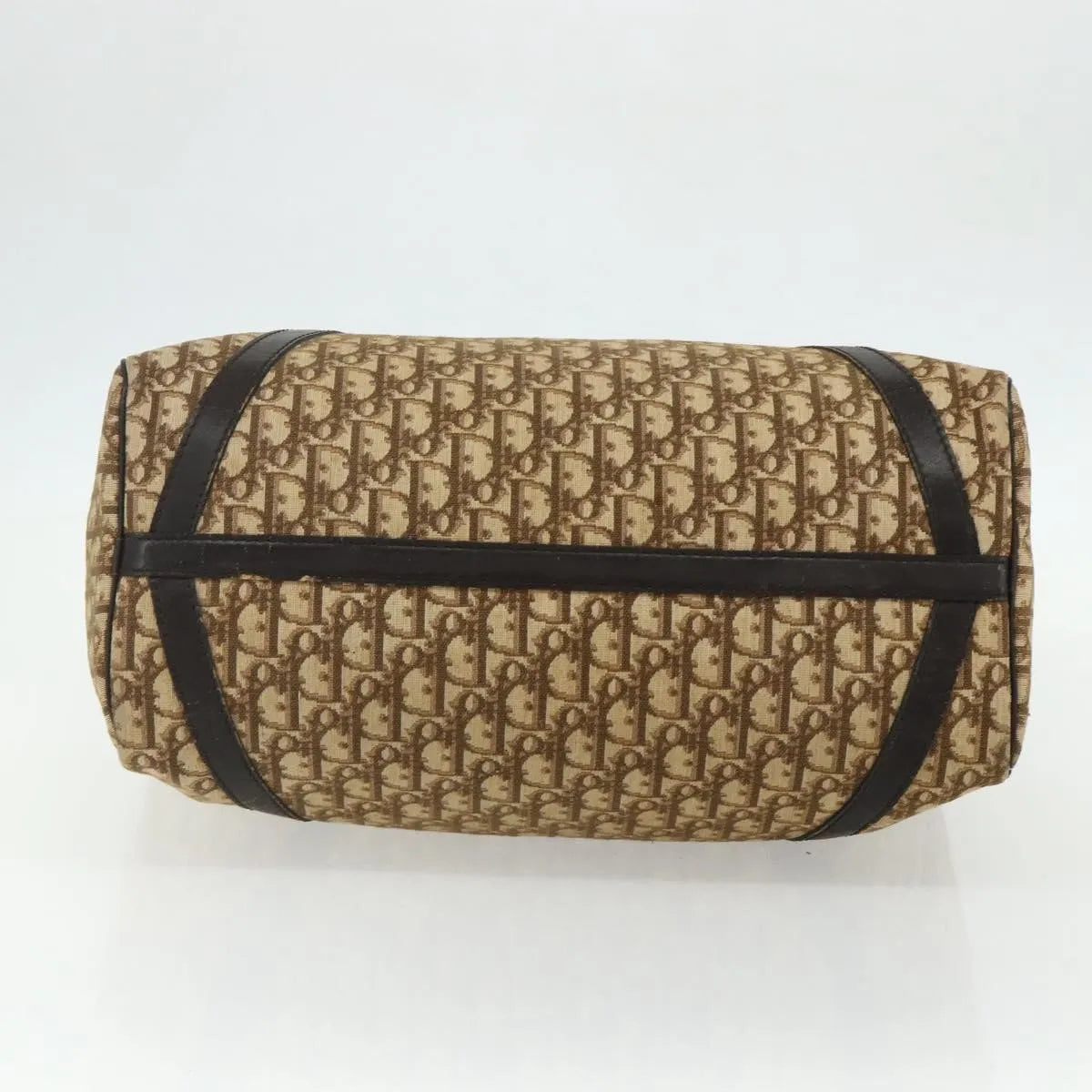 Christian Dior Vintage Trotter Boston Diorissimo Canvas Beige Canvas Handbag (Pre-Owned)