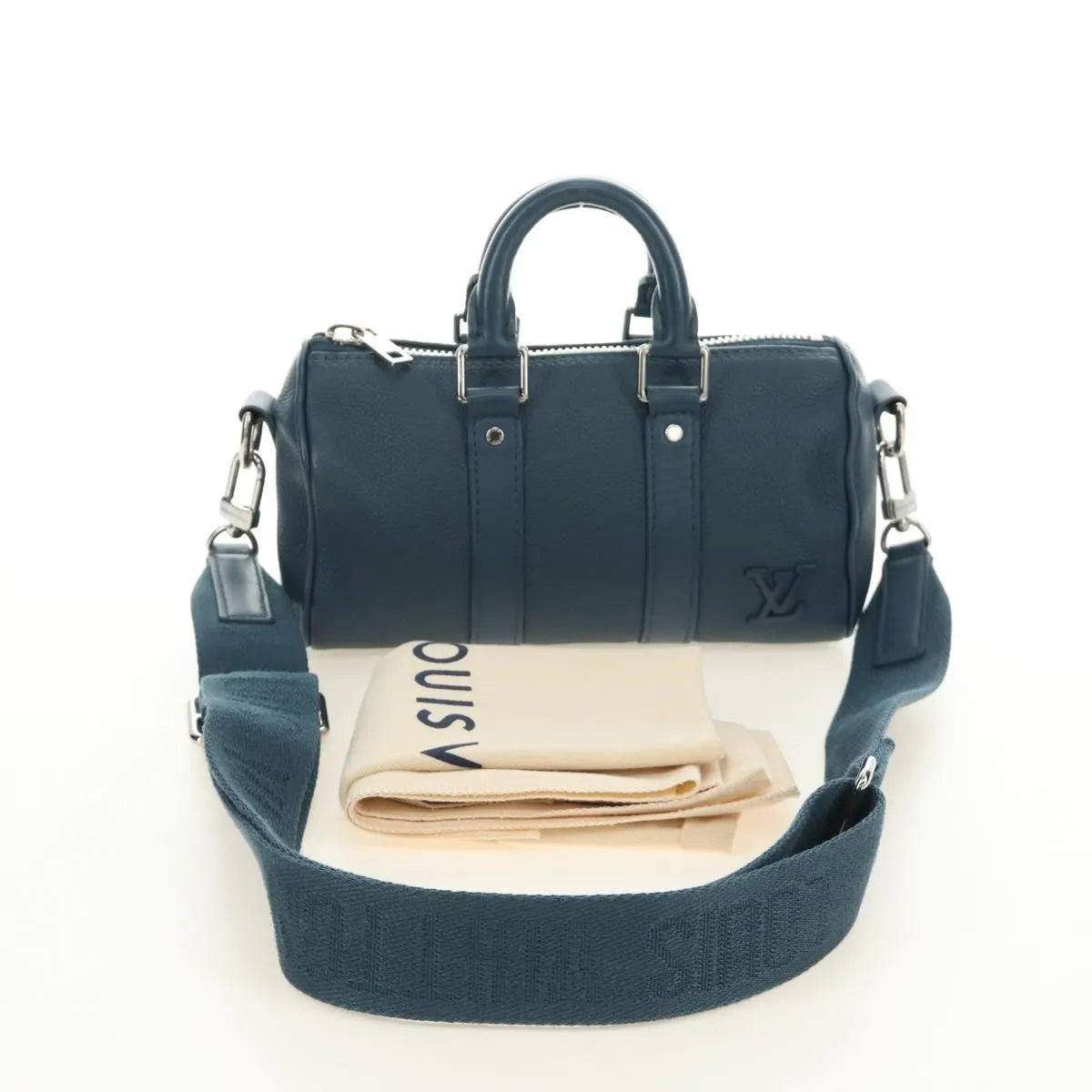 Louis Vuitton Keepall Bandouliere Limited Edition Aerogram Leather Blue Leather Travel Bag Bag (Pre-Owned)