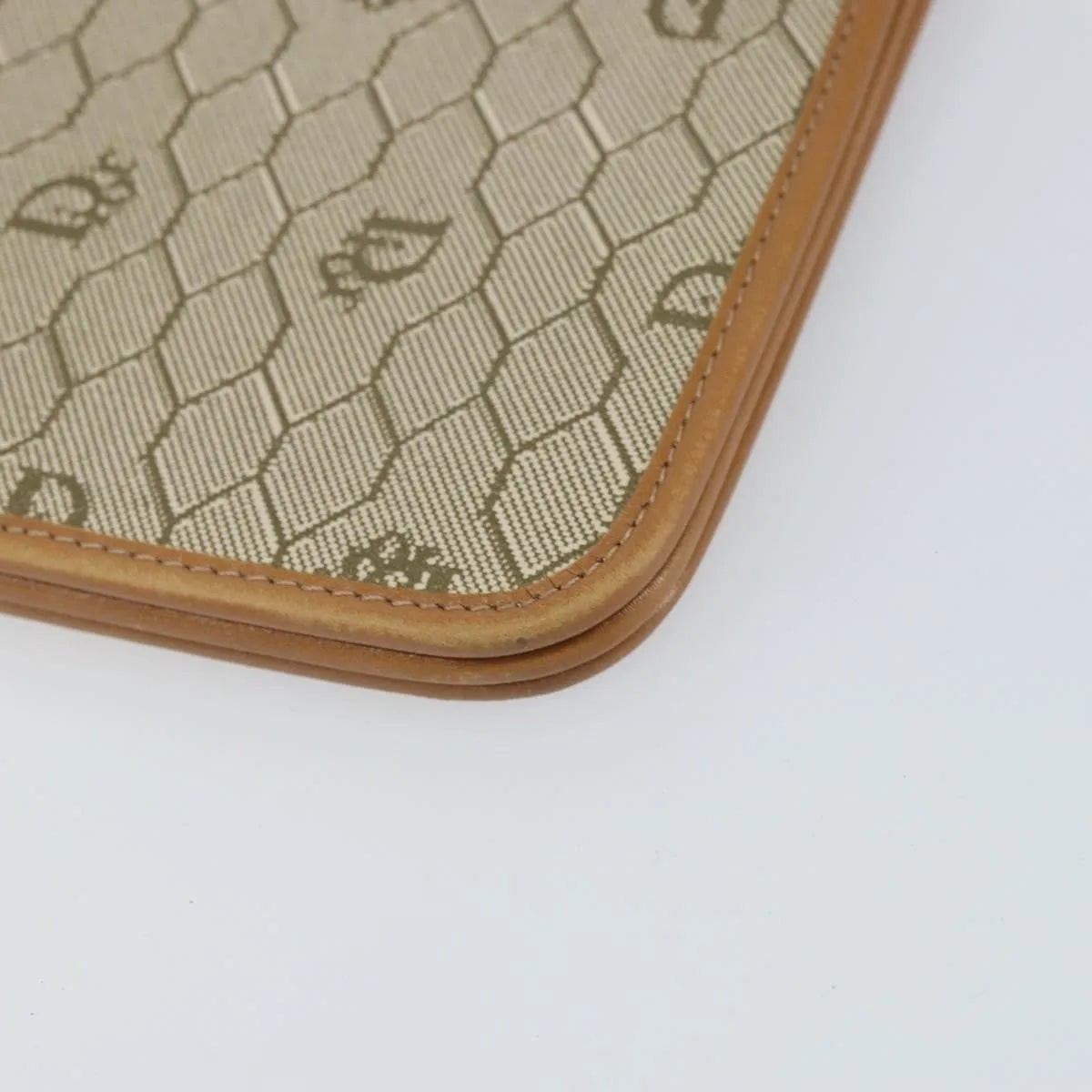 Christian Dior Vintage Honeycomb Clutch Canvas Beige Canvas Clutche & Pouche Bag (Pre-Owned)