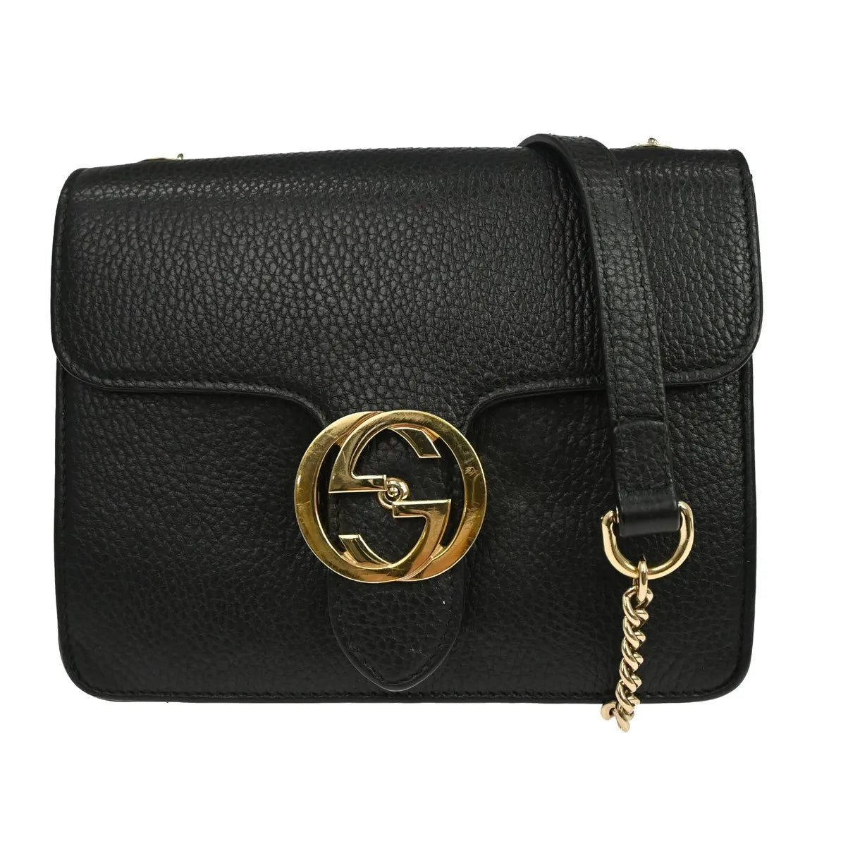Gucci Interlocking Leather Black Leather Shoulder Bag Bag (Pre-Owned)
