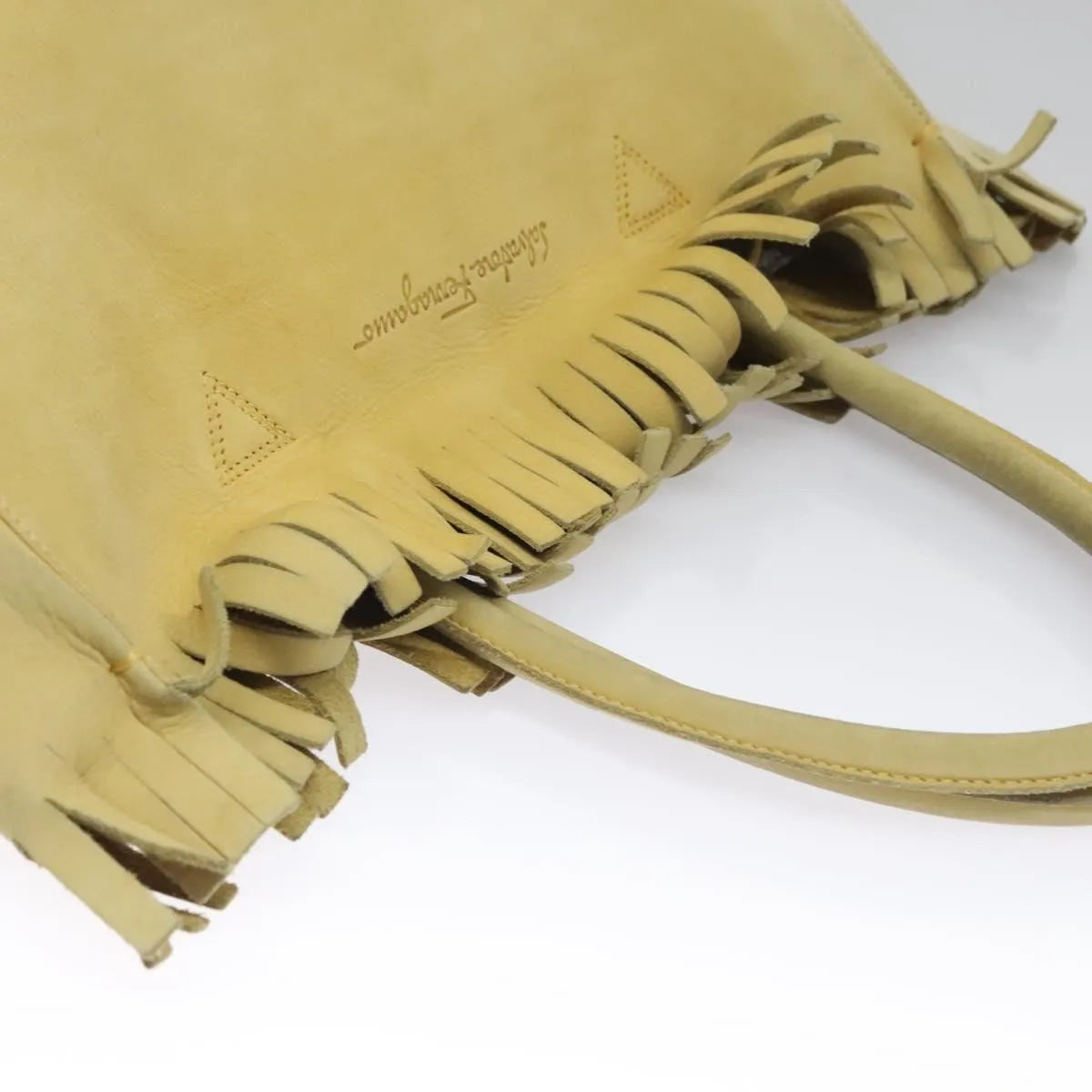 Salvatore Ferragamo Vintage Suede Yellow Suede Shoulder Bag Bag (Pre-Owned)