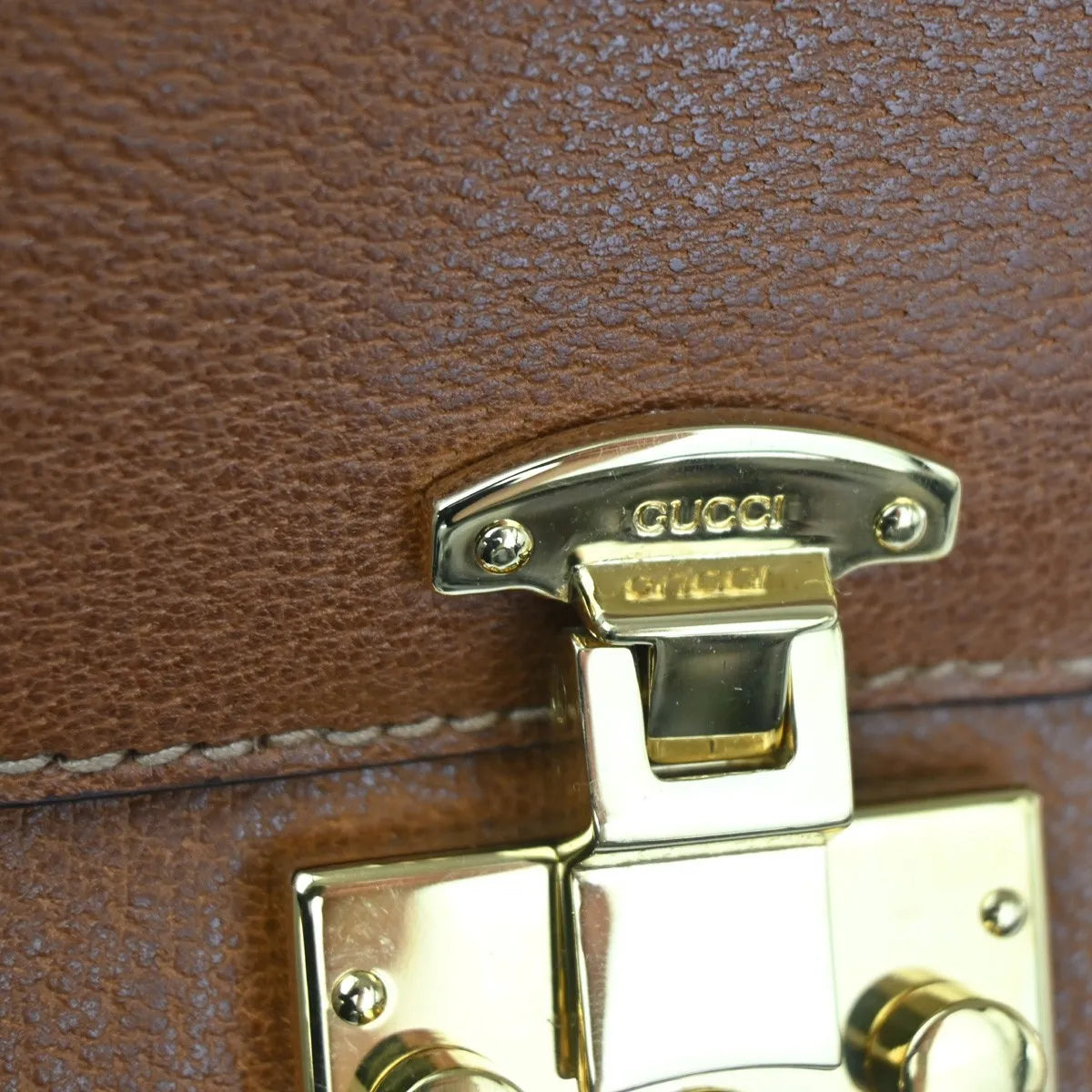Gucci Vintage Lady Lock Top Handle Leather Brown Leather Shoulder Bag Bag (Pre-Owned)
