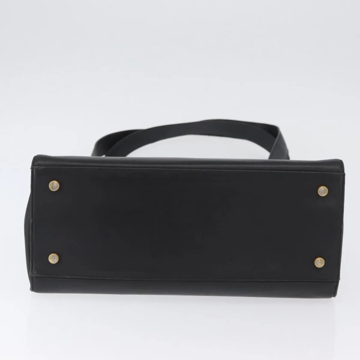 Salvatore Ferragamo Gancini Tote Leather Black Leather Tote Bag Bag (Pre-Owned)