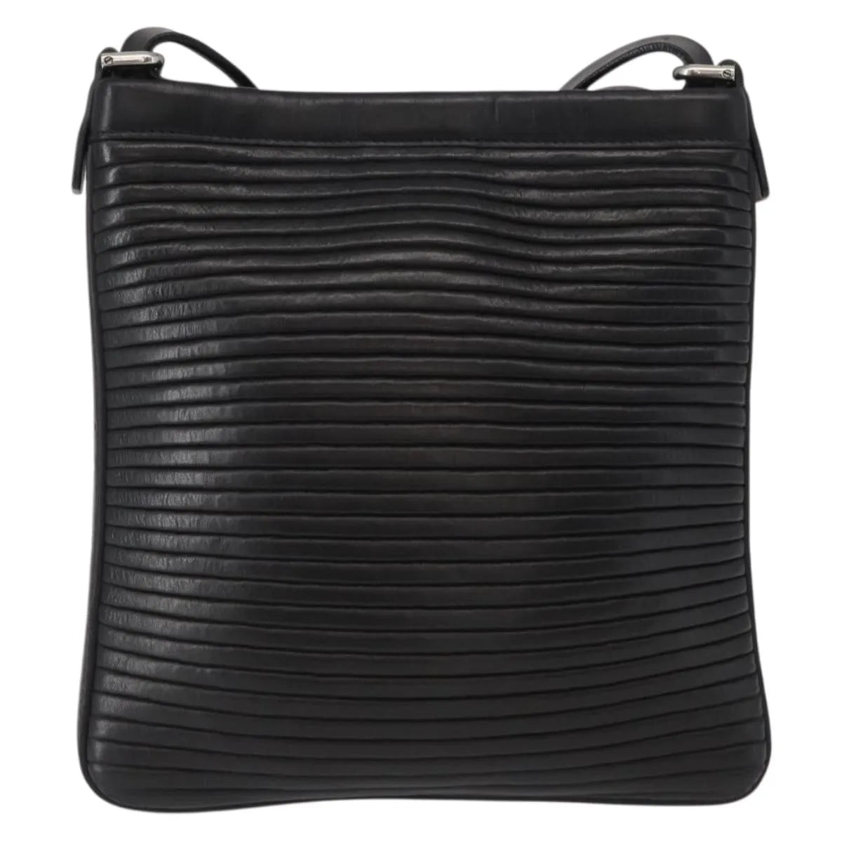 Salvatore Ferragamo Gancini Leather Black Leather Shoulder Bag Bag (Pre-Owned)