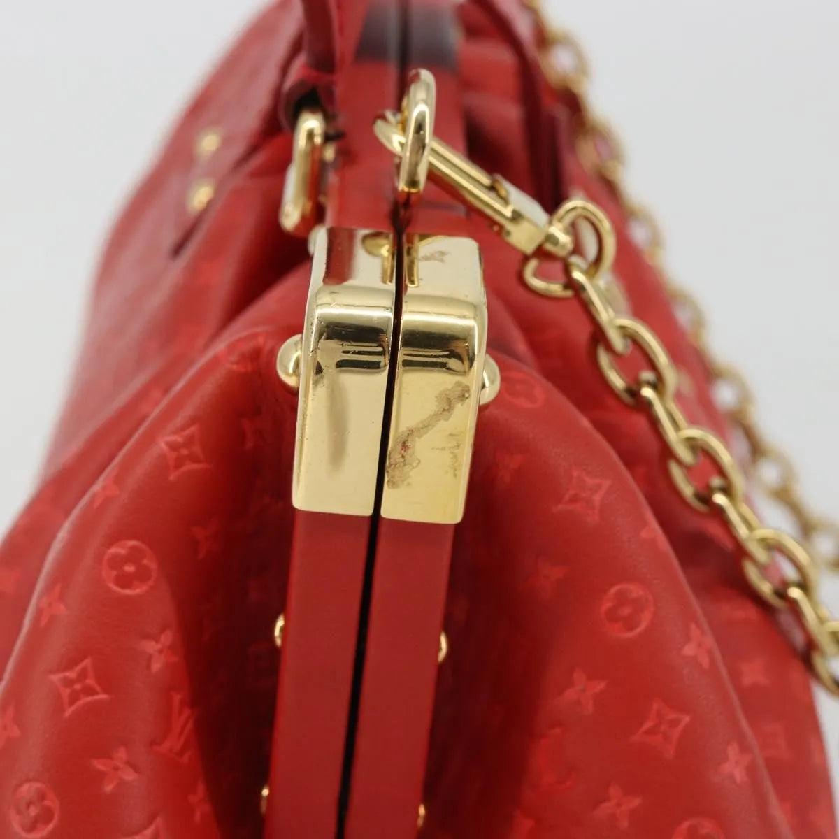 Louis Vuitton Monogram Top Handle Frame Clutch Monogram Canvas Red Canvas Clutche & Pouche Bag (Pre-Owned)