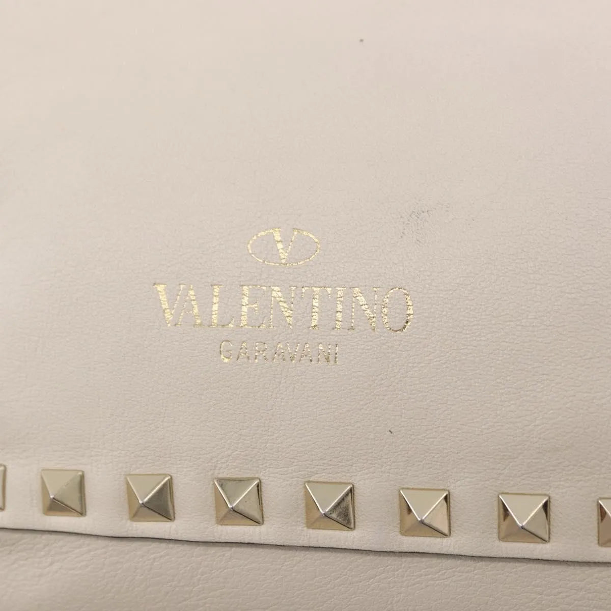 Valentino Garavani Rockstud Tote Soft Leather White Leather Tote Bag Bag (Pre-Owned)