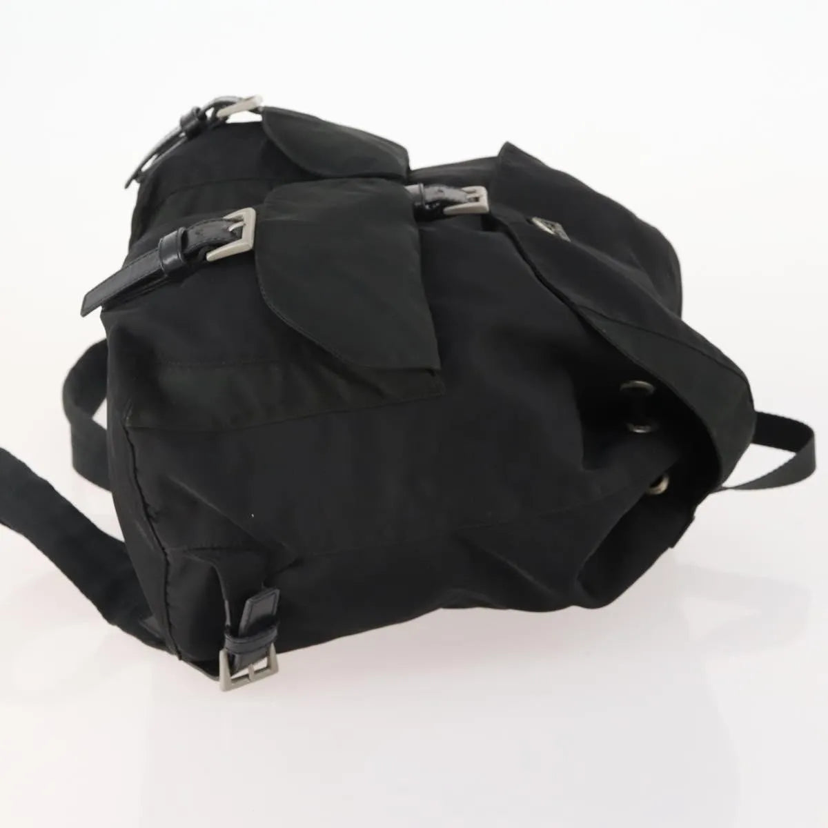 Prada Double Front Pocket Tessuto Black Nylon Backpack Bag (Pre-Owned)