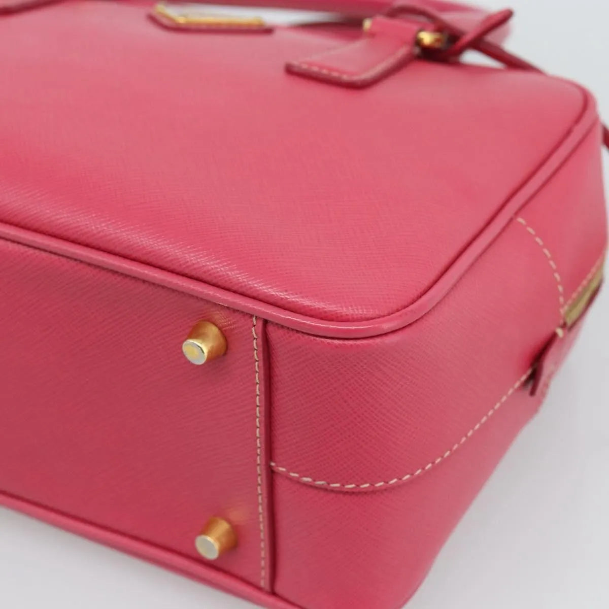 Prada Bauletto Saffiano Leather Pink Leather Handbag (Pre-Owned)