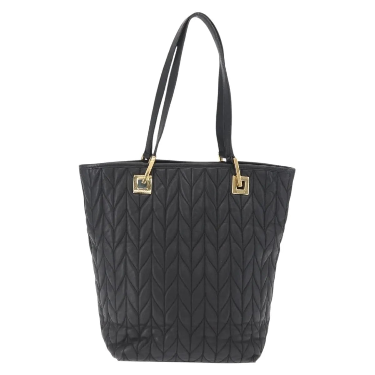 Gucci Vintage Tote Leather Black Leather Tote Bag Bag (Pre-Owned)