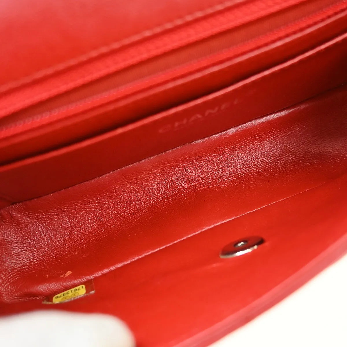Chanel Vintage Classic Single Flap Quilted Lambskin Red Leather Shoulder Bag Bag (Pre-Owned)