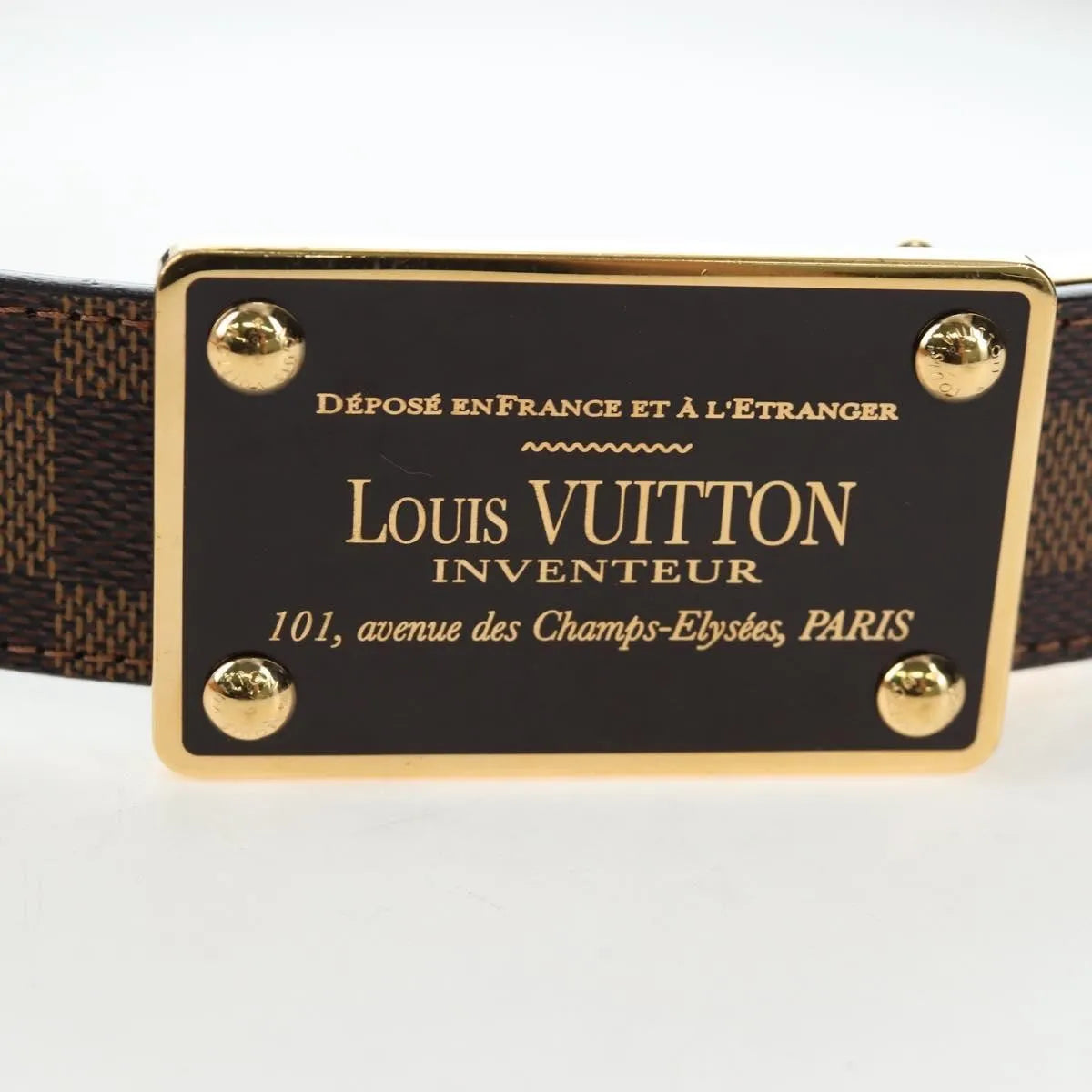 Louis Vuitton Inventeur Belt Damier Ebene Brown Canvas Belts Accessory (Pre-Owned)
