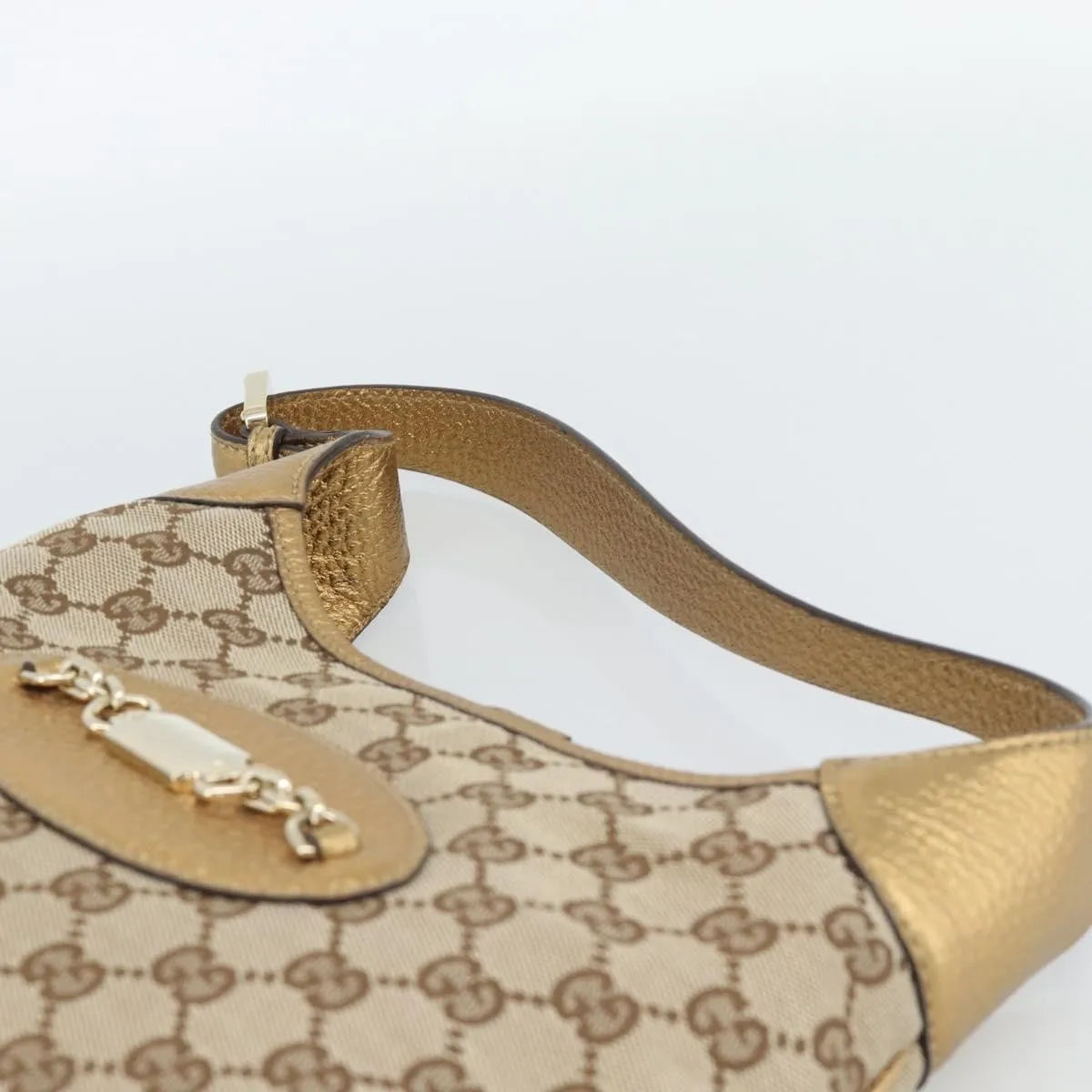 Gucci Vintage Jackie O Chain Hobo Gg Canvas And Leather Beige Canvas Handbag (Pre-Owned)