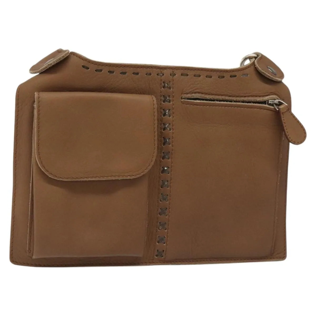 Bottega Veneta Vintage Front Pocket Waist Leather Brown Leather Clutche & Pouche Bag (Pre-Owned)
