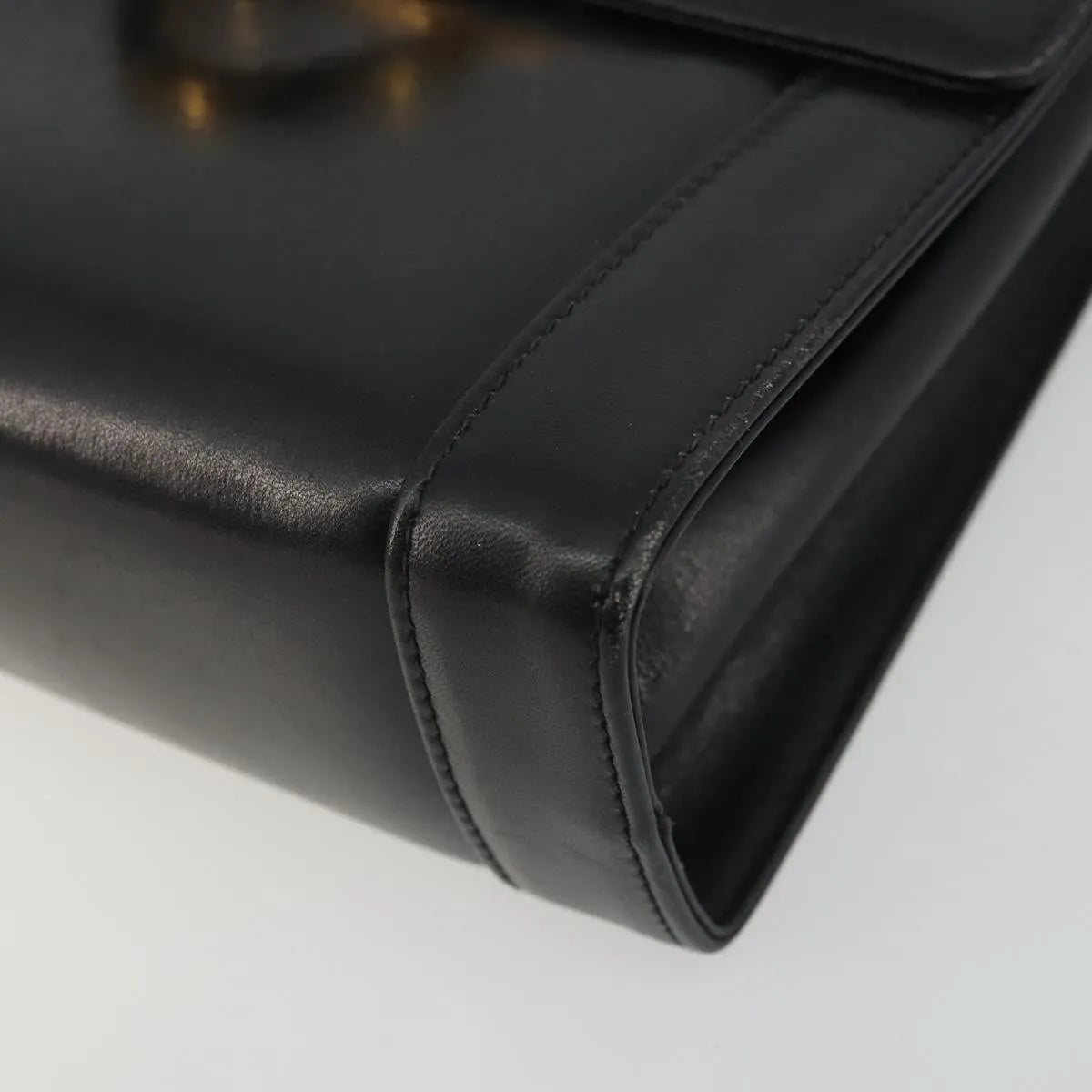 Salvatore Ferragamo Gancini Flap Leather Black Leather Shoulder Bag Bag (Pre-Owned)