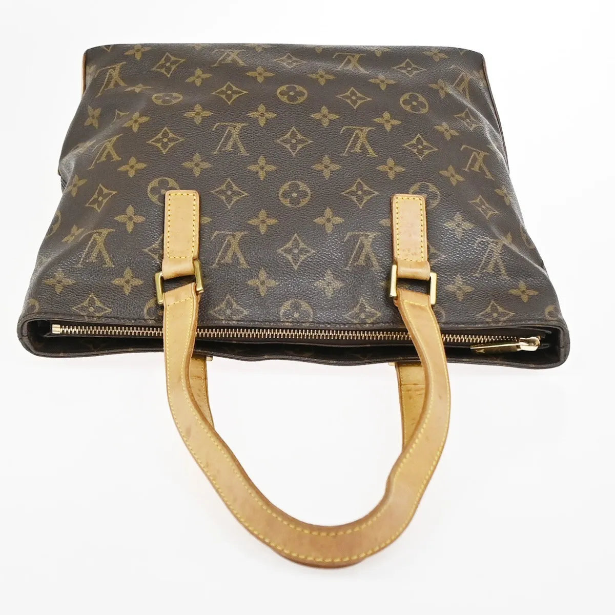 Louis Vuitton Cabas Mezzo Monogram Canvas Brown Leather Tote Bag Bag (Pre-Owned)
