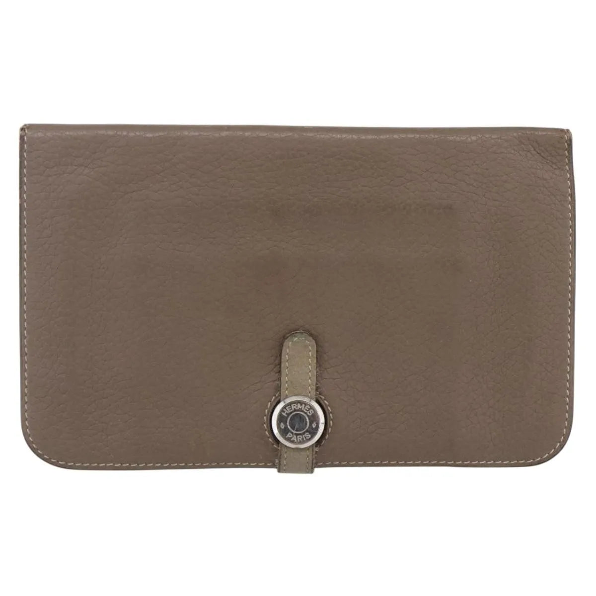 Hermes Dogon Duo Combined Wallet Leather Gray Leather Wallets Accessory (Pre-Owned)