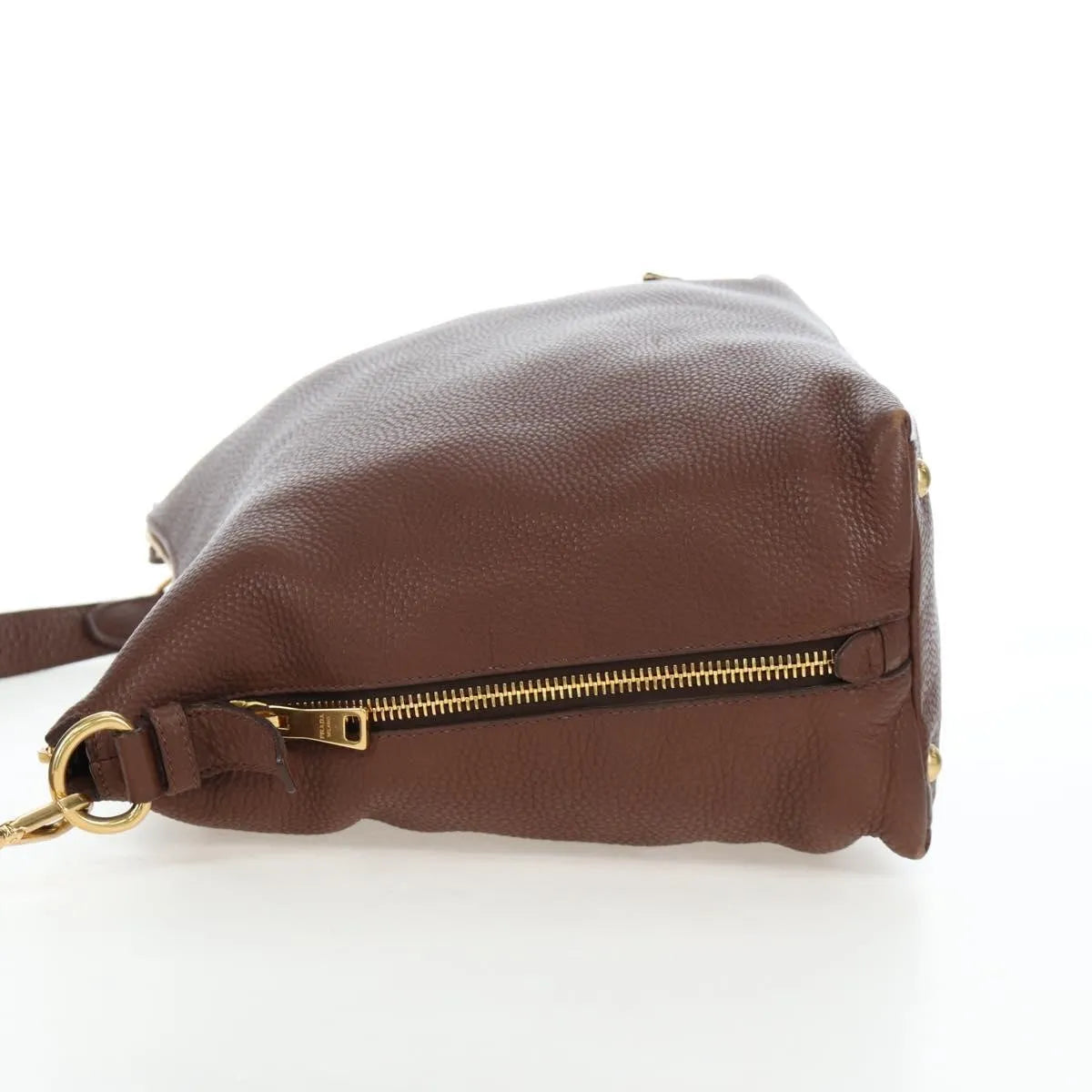 Prada Side Zip Hobo Soft Calf Brown Leather Shoulder Bag Bag (Pre-Owned)